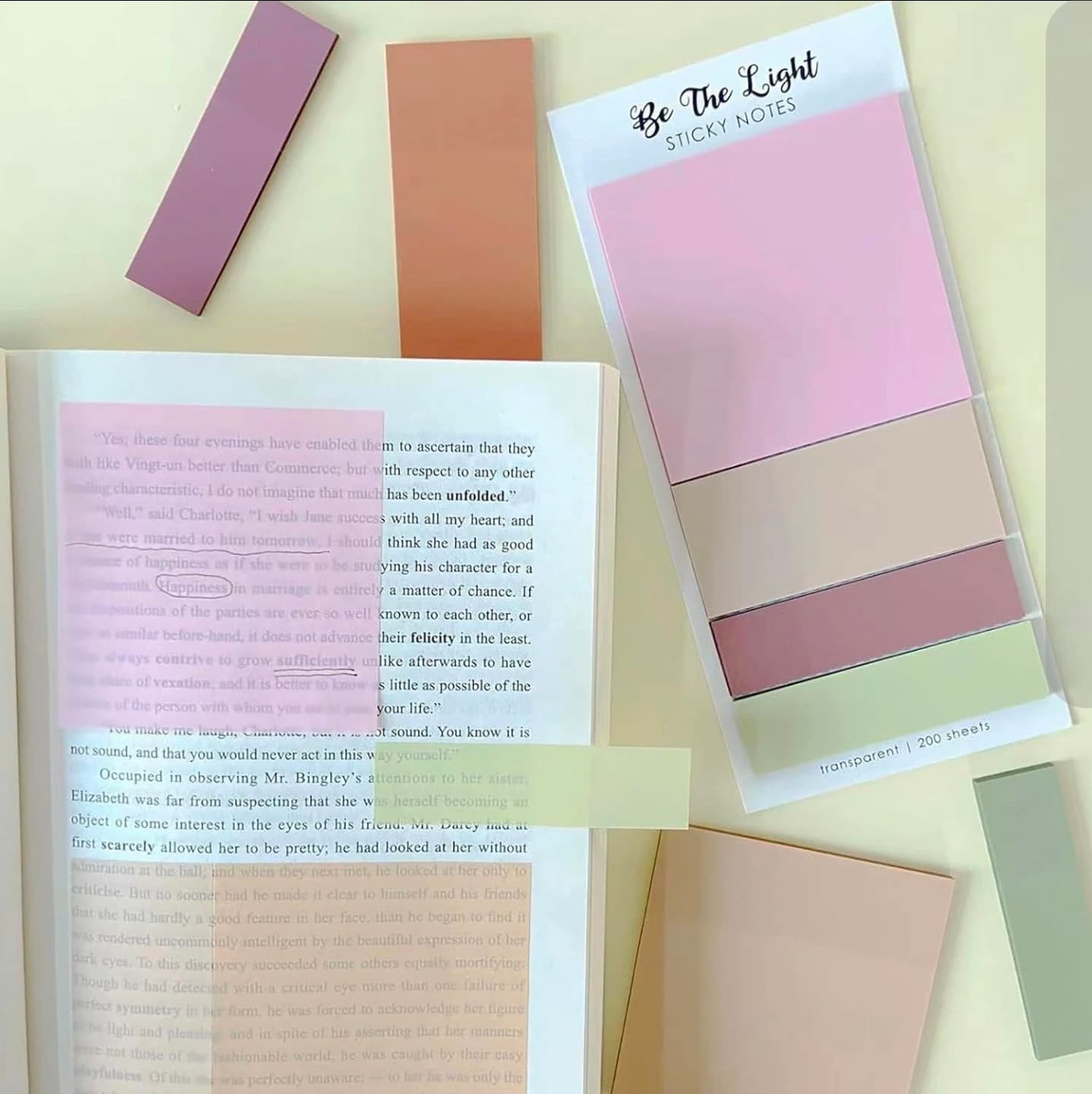 Be The Light Sticky Notes Transparent 200 Sheets High Visibility NIB - Image 1