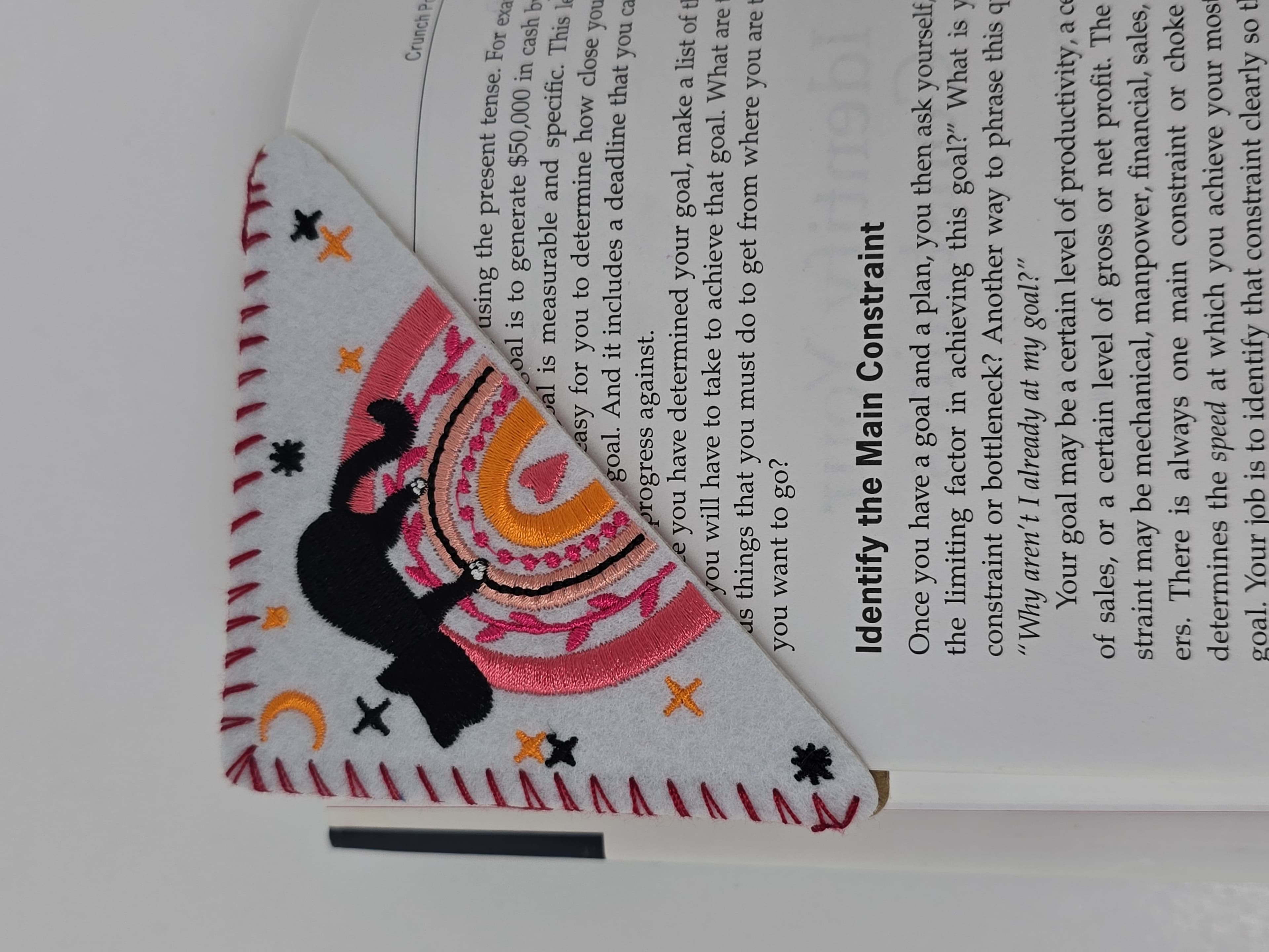 Embroidered Cat Corner Bookmark Felt Page Holder NIB - Thumbnail 3