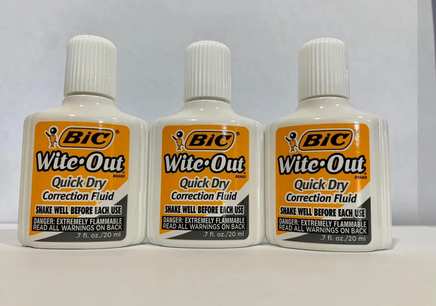 BIC Wite-Out Quick Dry Correction Fluid Pack of 3 White NIB - Image 1