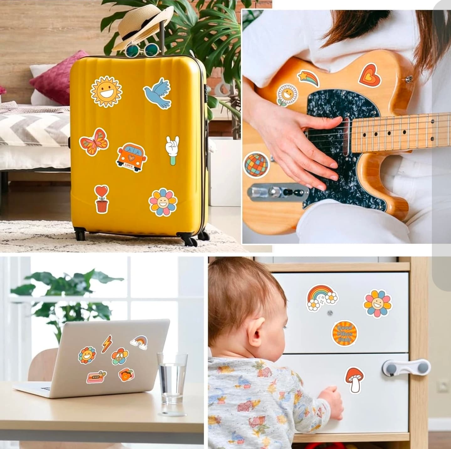 70s Retro Vinyl Stickers Pack 50pcs Waterproof Decals NIB 50 Pcs - Thumbnail 3