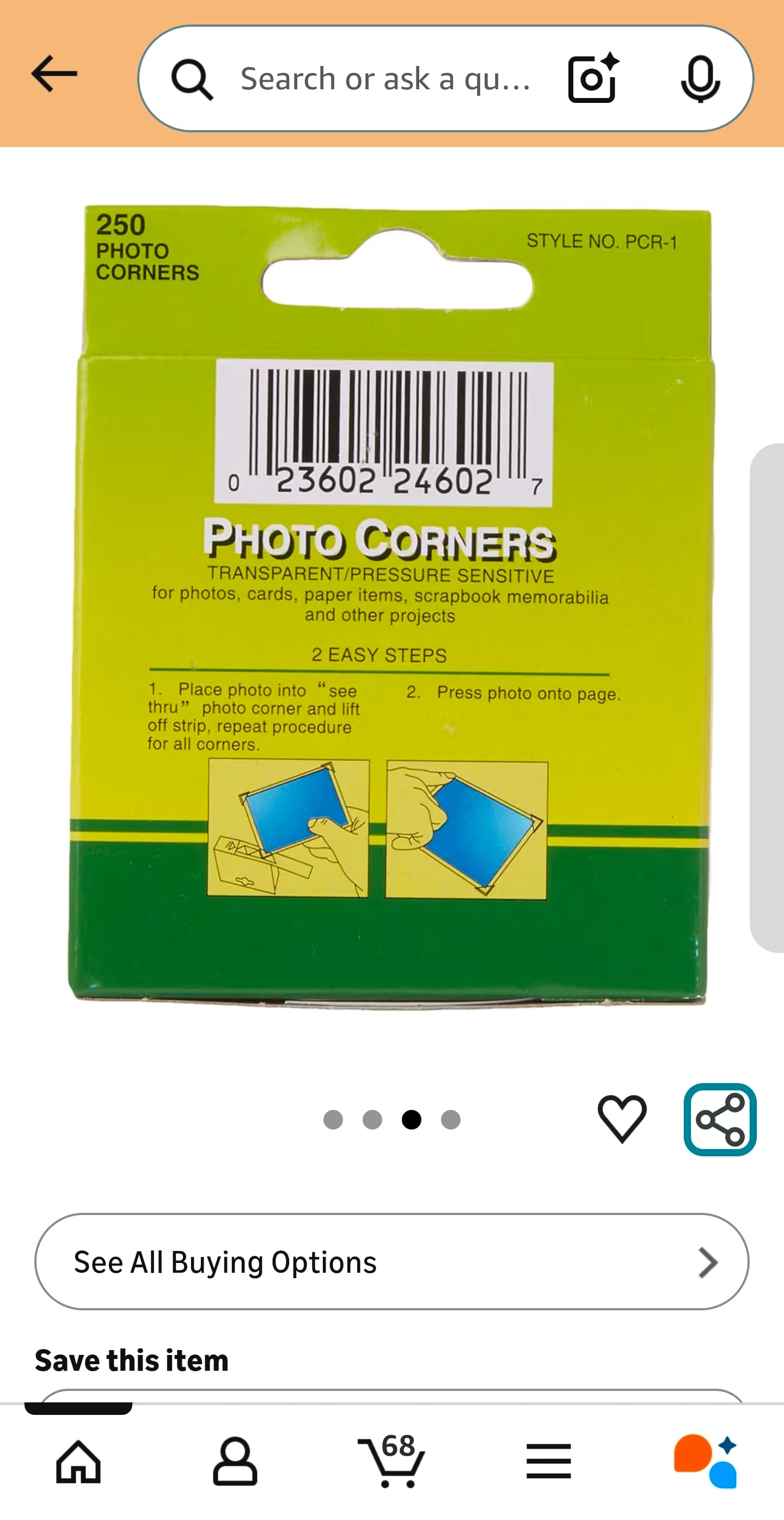 Pioneer PCR-1 Photo Corners 250 Pack Acid Free Transparent NIB - Thumbnail 3