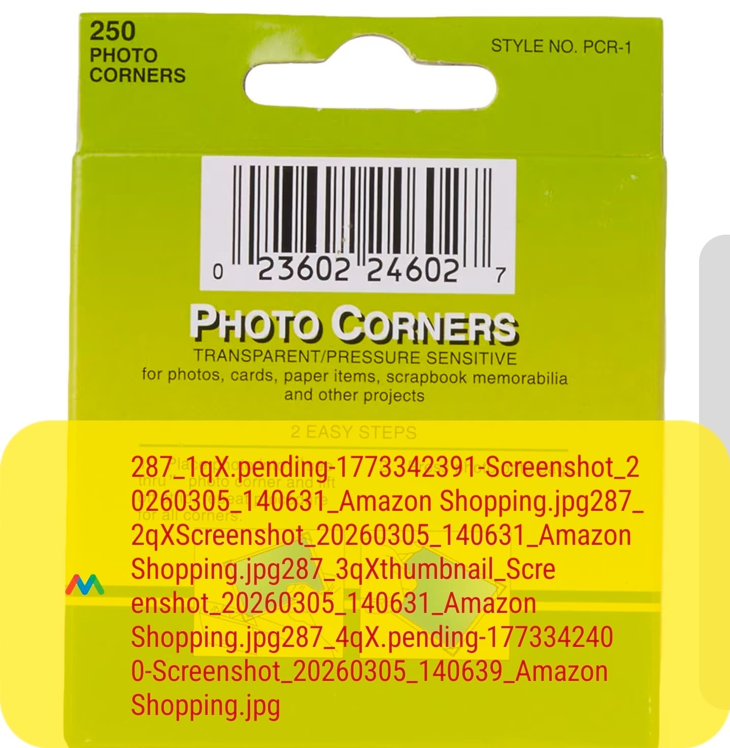 Pioneer PCR-1 Photo Corners 250 Pack Acid Free Transparent NIB - Thumbnail 2