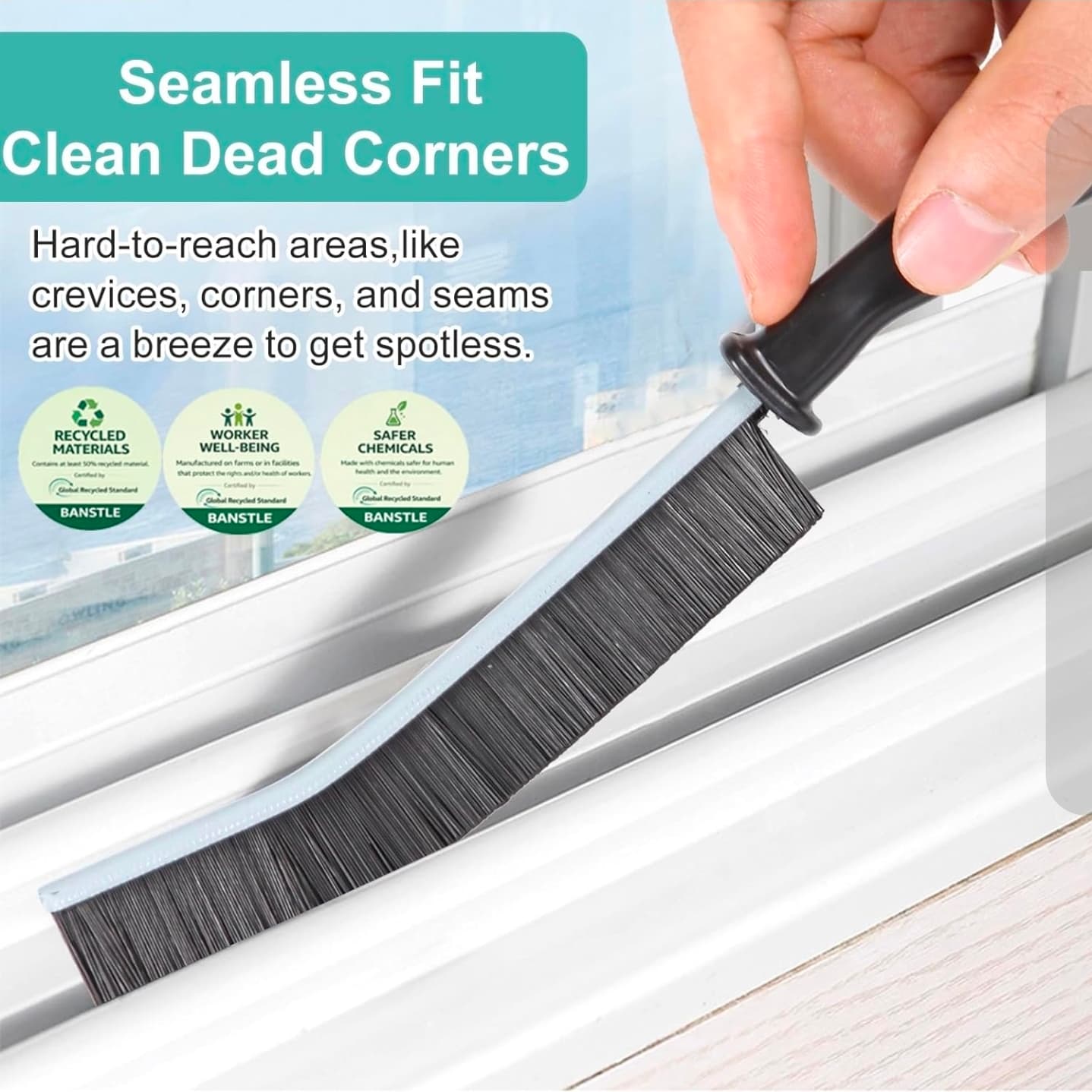 5 Pcs Banstle Hard Bristle Crevice Cleaning Brush Ergonomic Handle NIB - Thumbnail 3