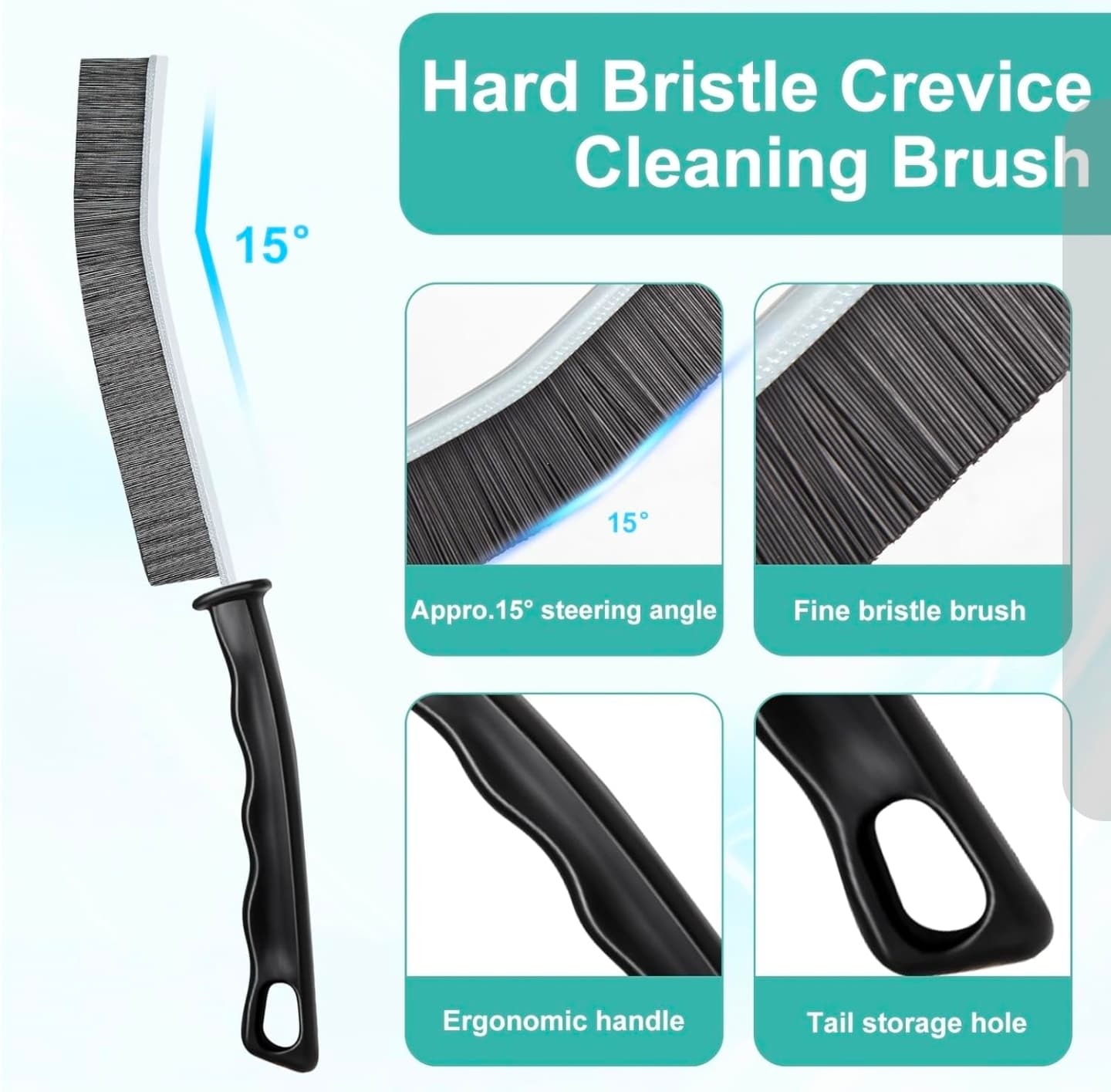 5 Pcs Banstle Hard Bristle Crevice Cleaning Brush Ergonomic Handle NIB - Thumbnail 2