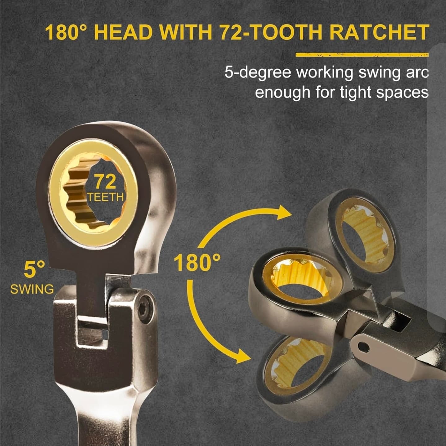 Egofine 1/2 Inch Ratchet Wrench 72-Tooth CR-V Steel Nickel Plated NIB - Thumbnail 2