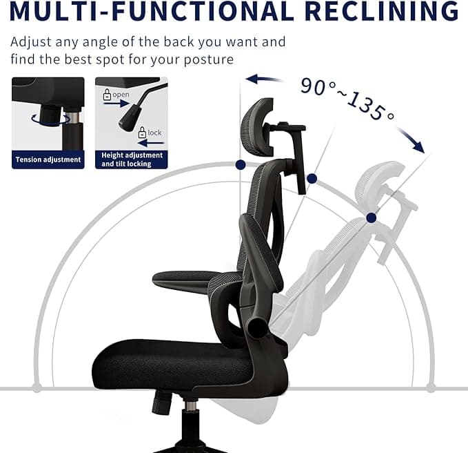 NEW Ergonomic Office Chair with Adjustable Headrest and Recline - Thumbnail 2