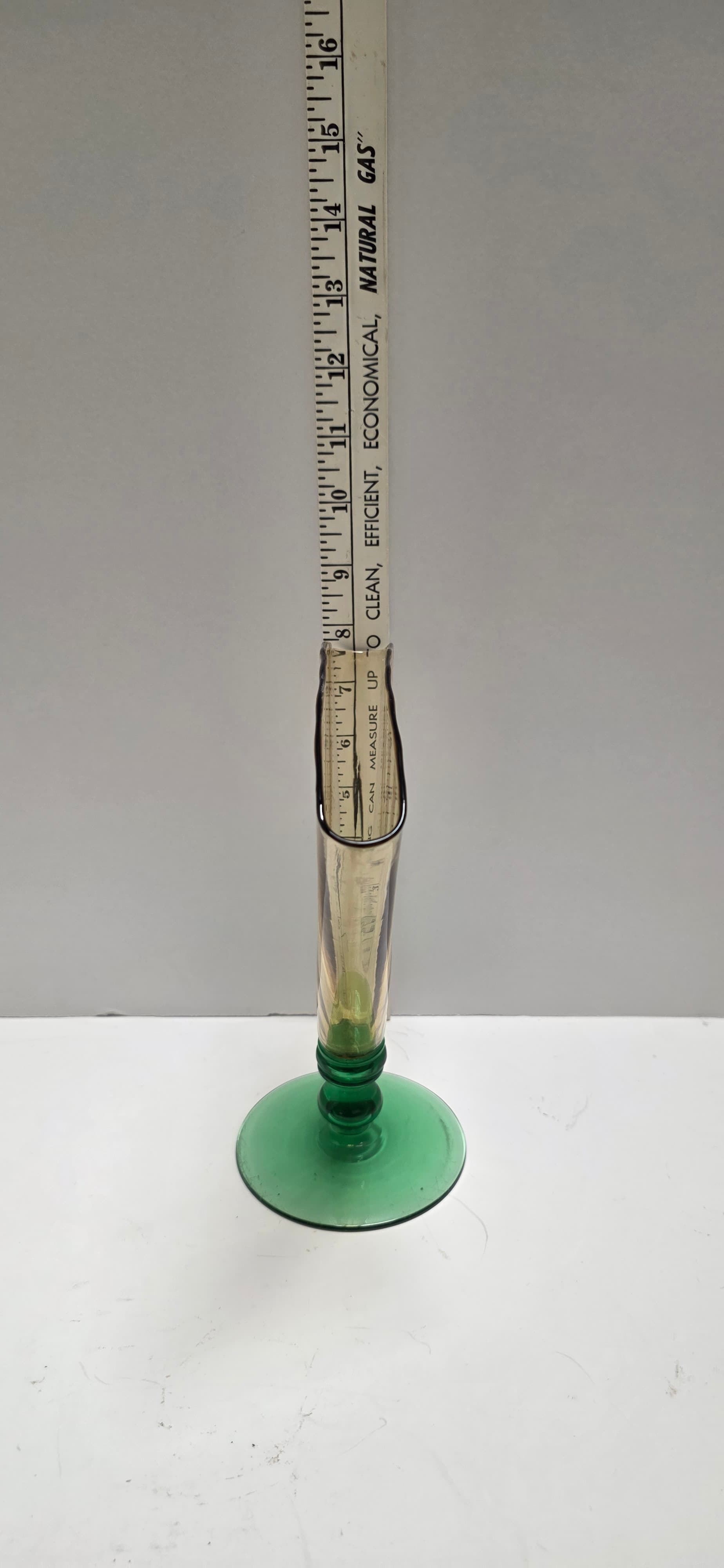 Vintage Steuben Art Glass Fan Vase 6287 Amber Optic Ribbed Pomona Green Foot Dec - Thumbnail 17