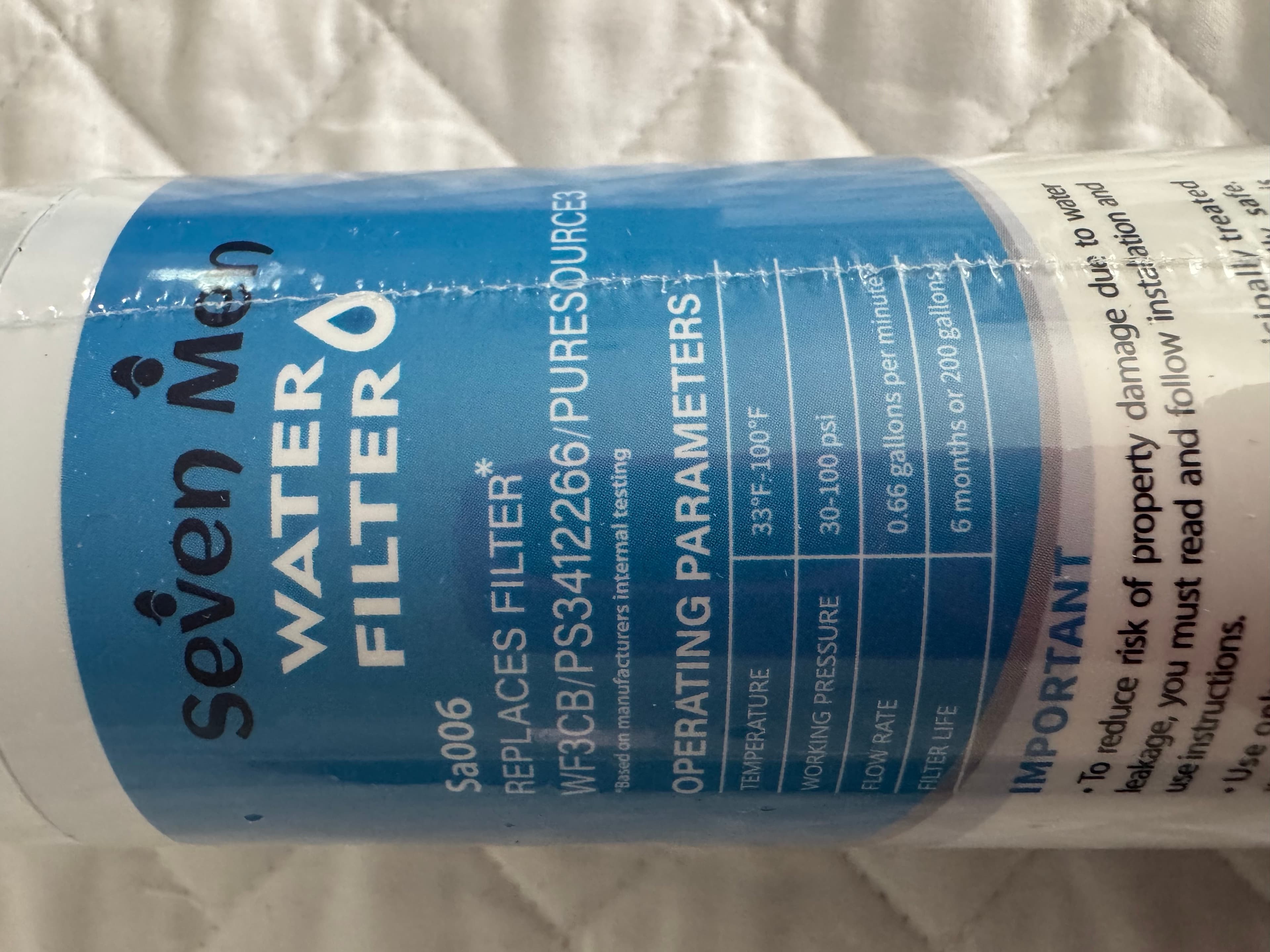 Seven Men Sa006 Refrigerator Water Filter - Replaces WF3CB / PS3412266 / PURESOURCES3 | Frigidaire Electrolux - Thumbnail 6