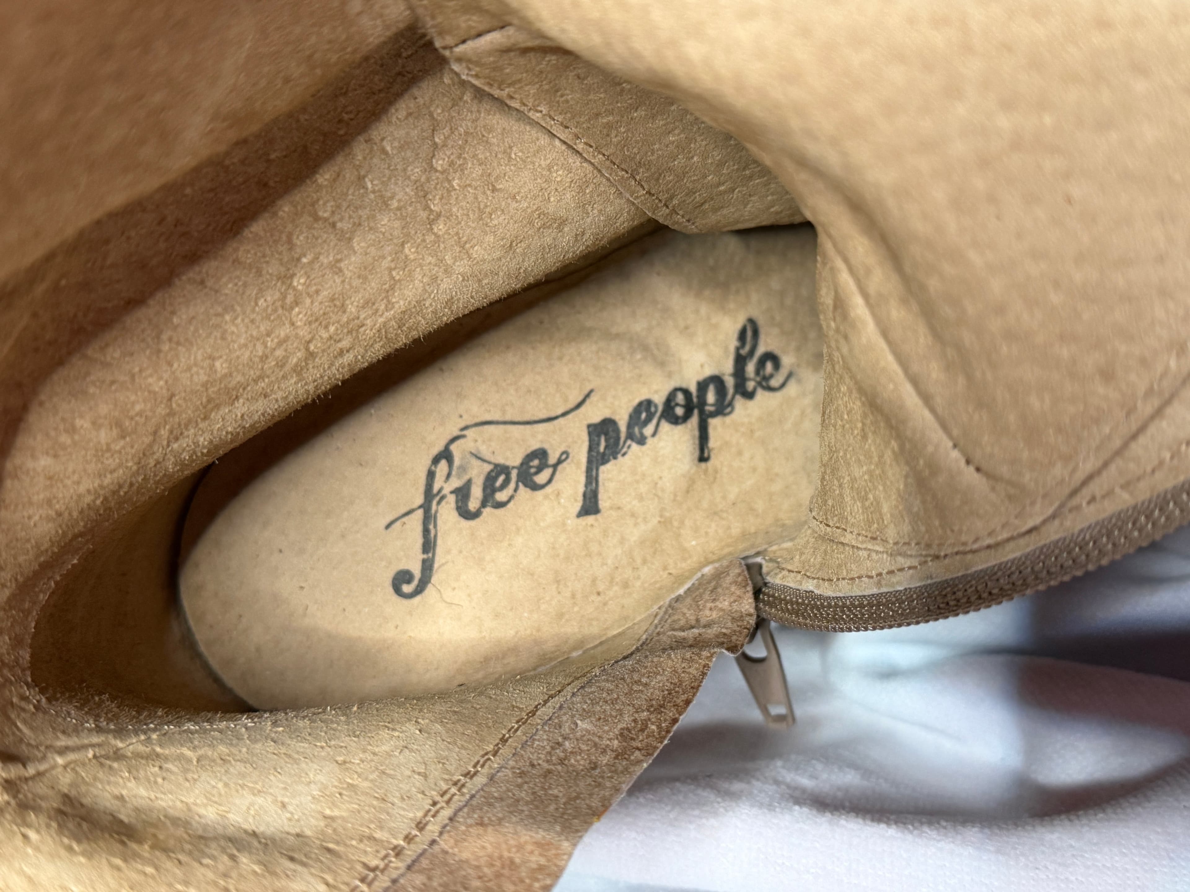 Free People Brown Suede Lace-Up Boots, Chunky Heel, Size 41 - Thumbnail 5