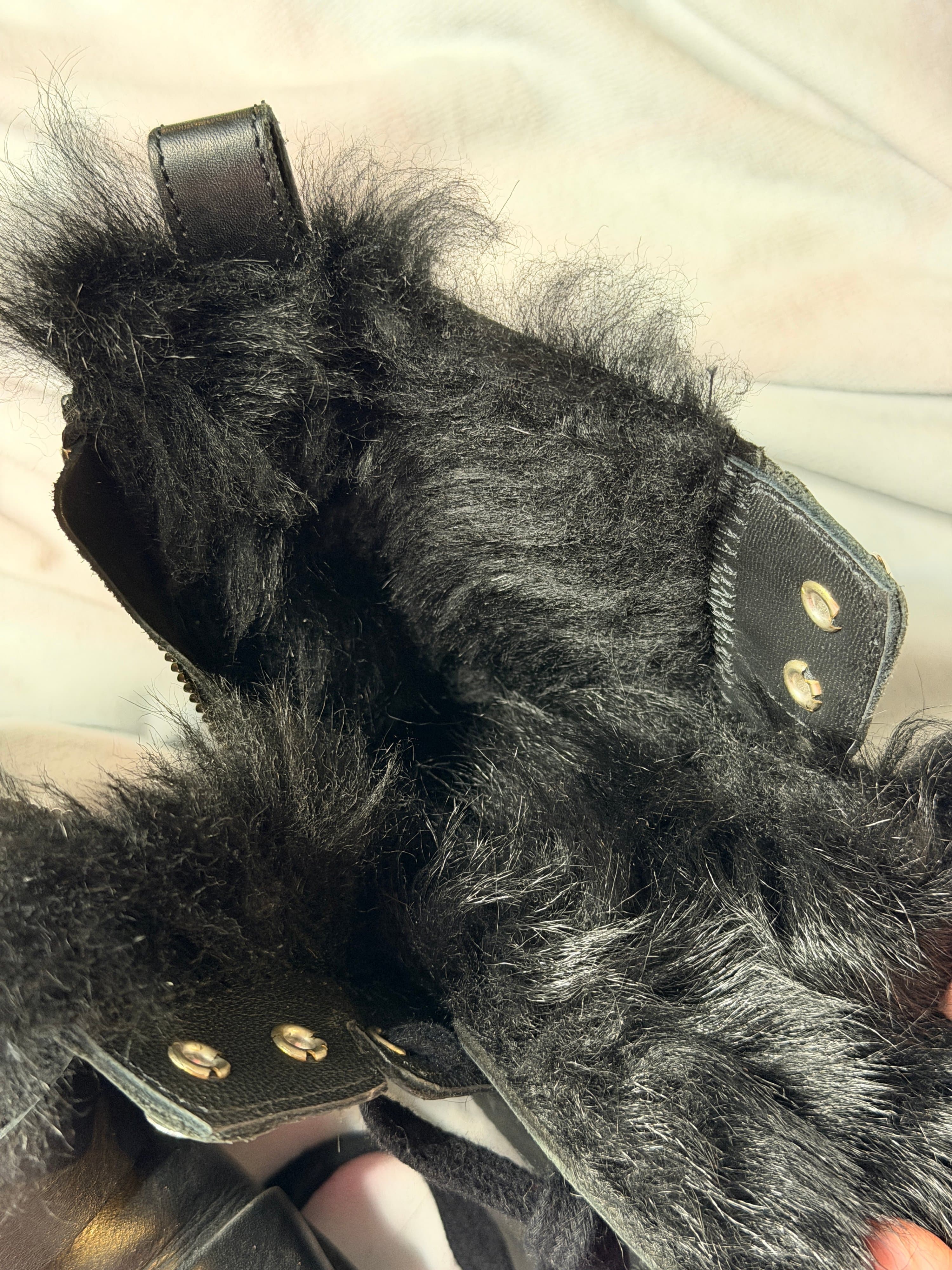 AllSaints Black Leather Fur‑Lined Combat Boots — Size 36 - Thumbnail 5