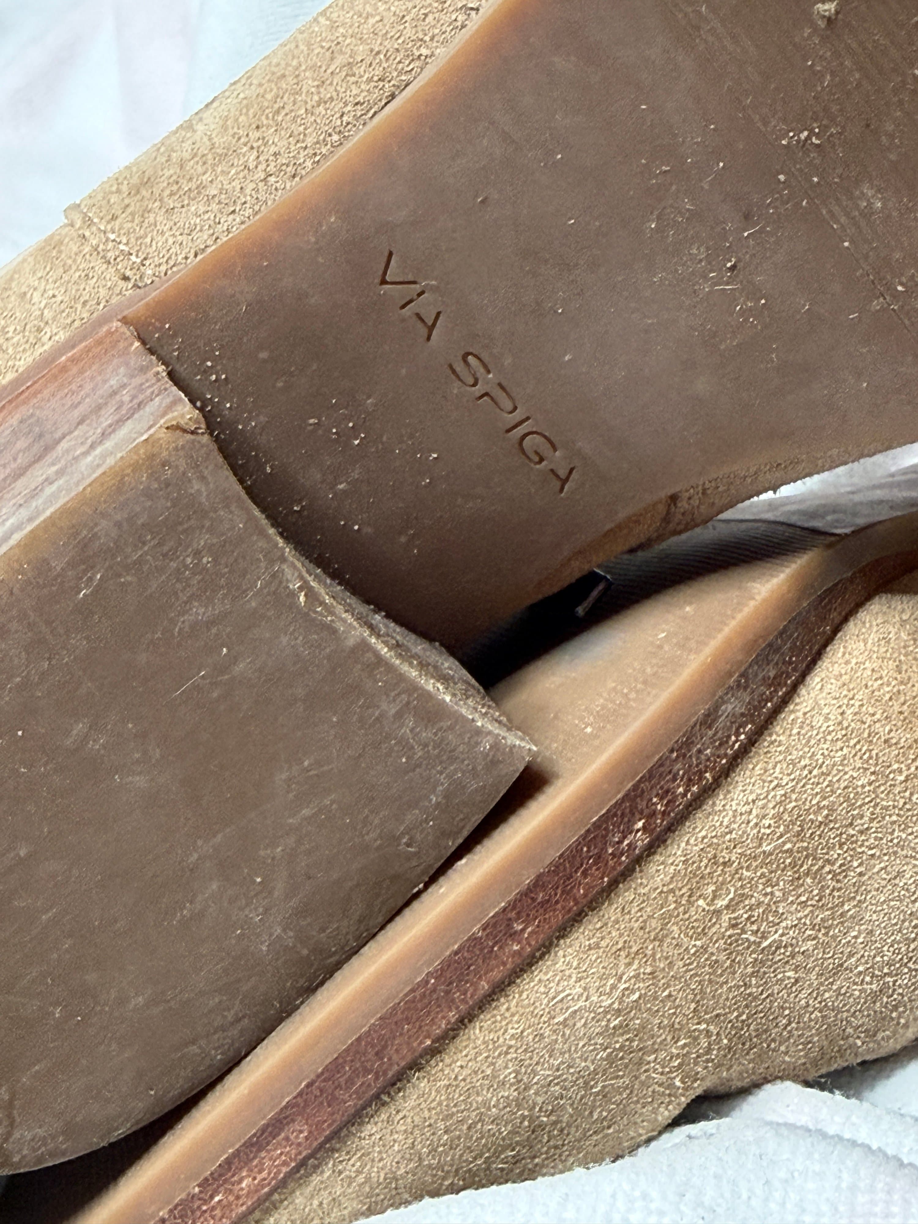 Via Spiga Tan Suede Ankle Boots with Side Zipper - Thumbnail 3