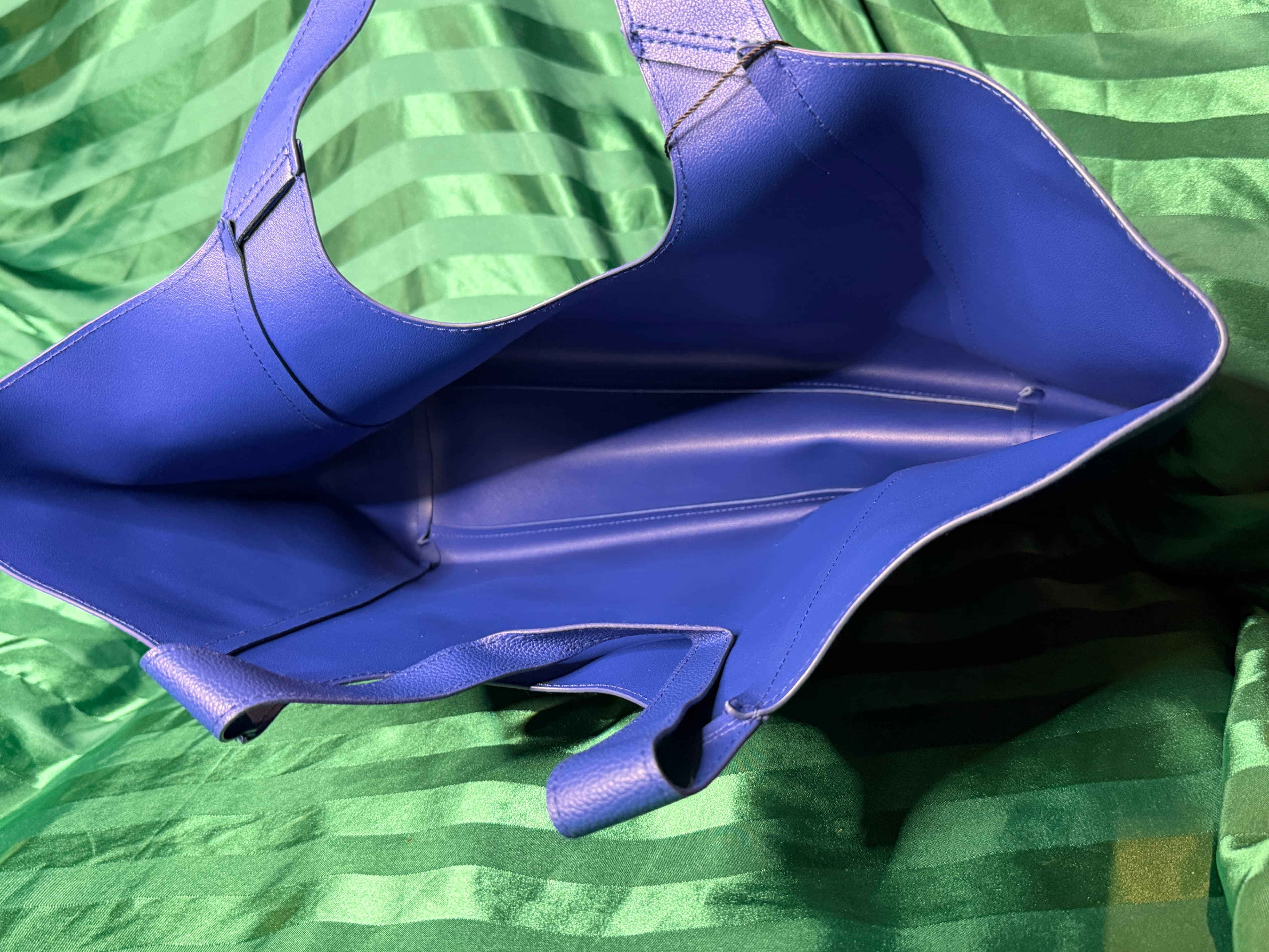 Oscar de la Renta Blue Pebbled Leather Tote Bag - Thumbnail 3