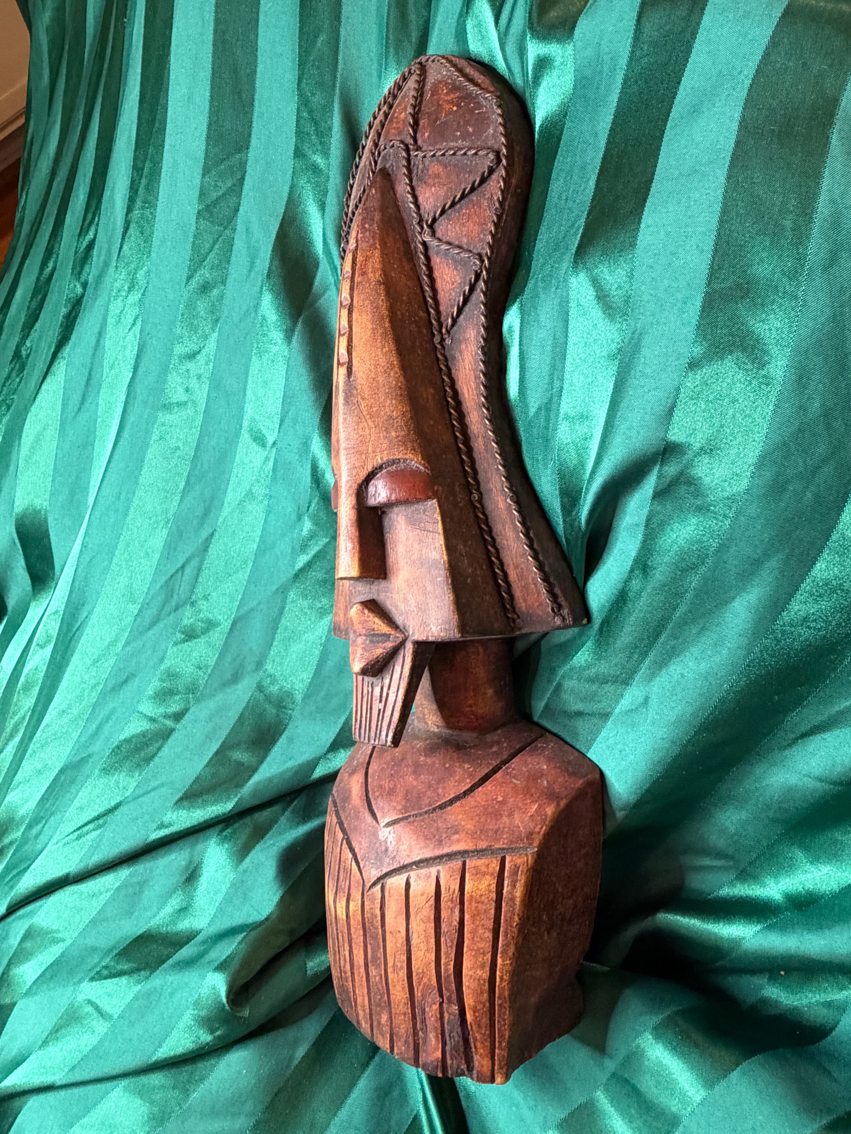 Vintage Hand‑Carved Ghanaian Tribal Wooden Sculpture– Heavy Wood – Film Prop - Thumbnail 4