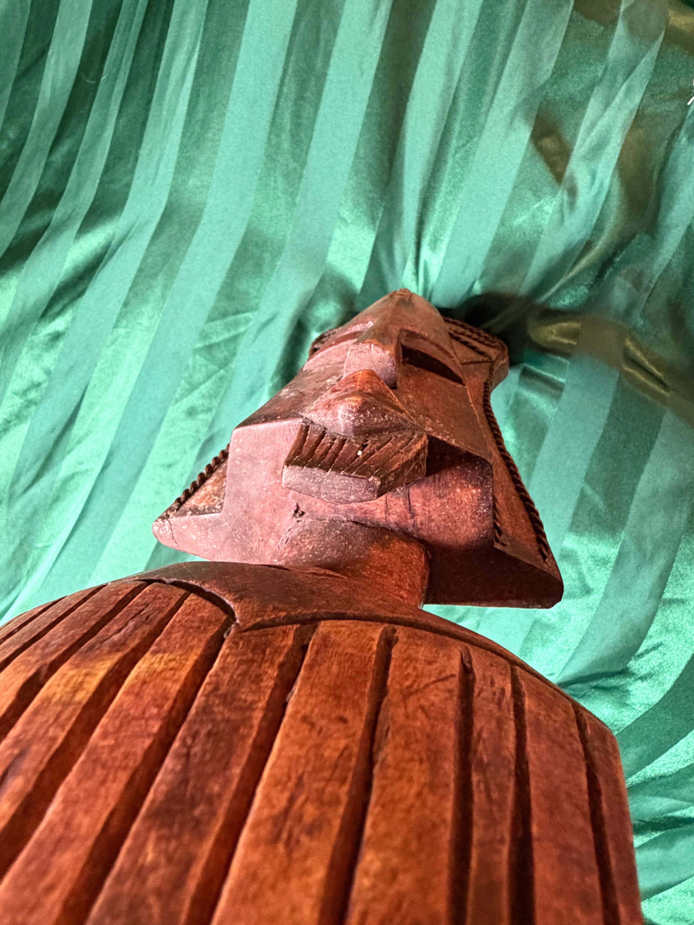Vintage Hand‑Carved Ghanaian Tribal Wooden Sculpture– Heavy Wood – Film Prop - Thumbnail 3