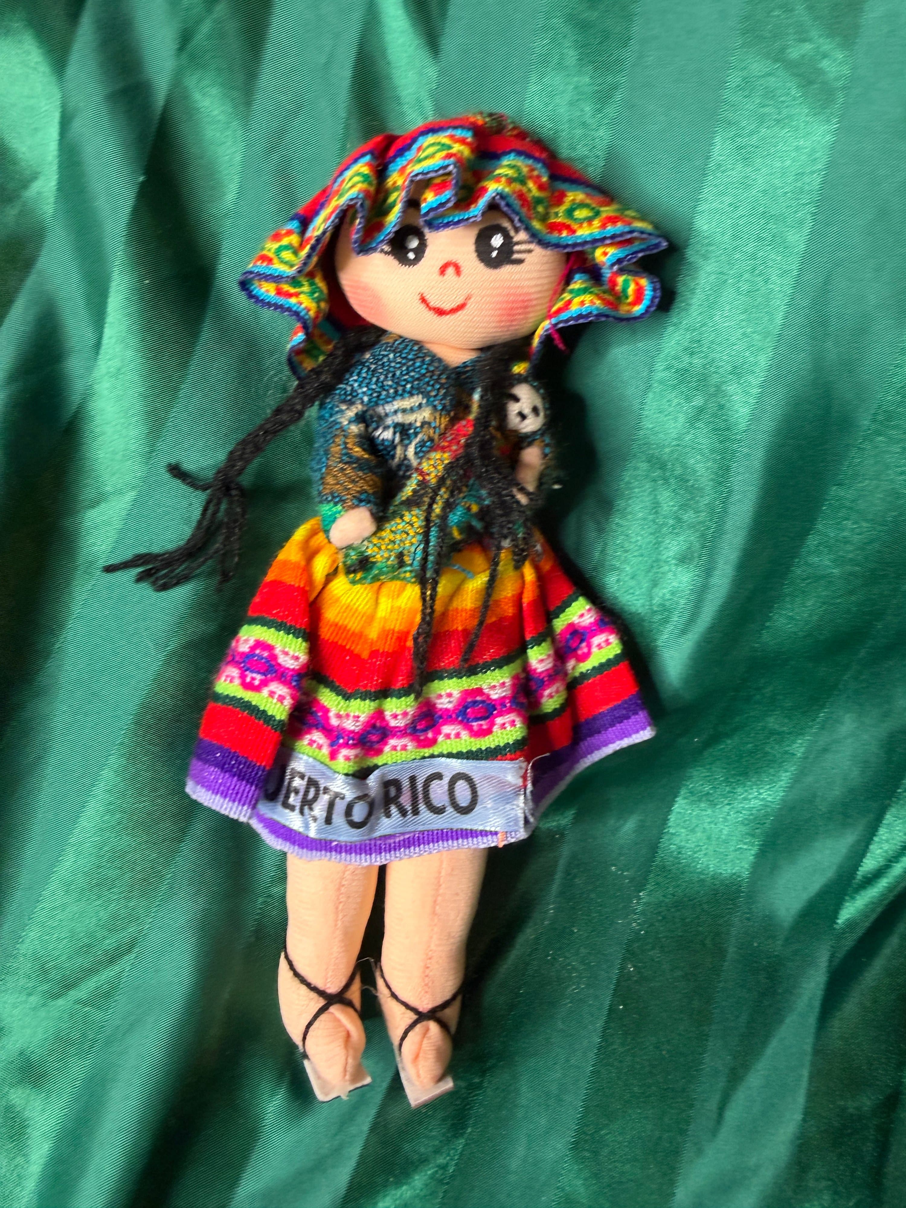 Handmade Puerto Rican Cloth Doll with Baby