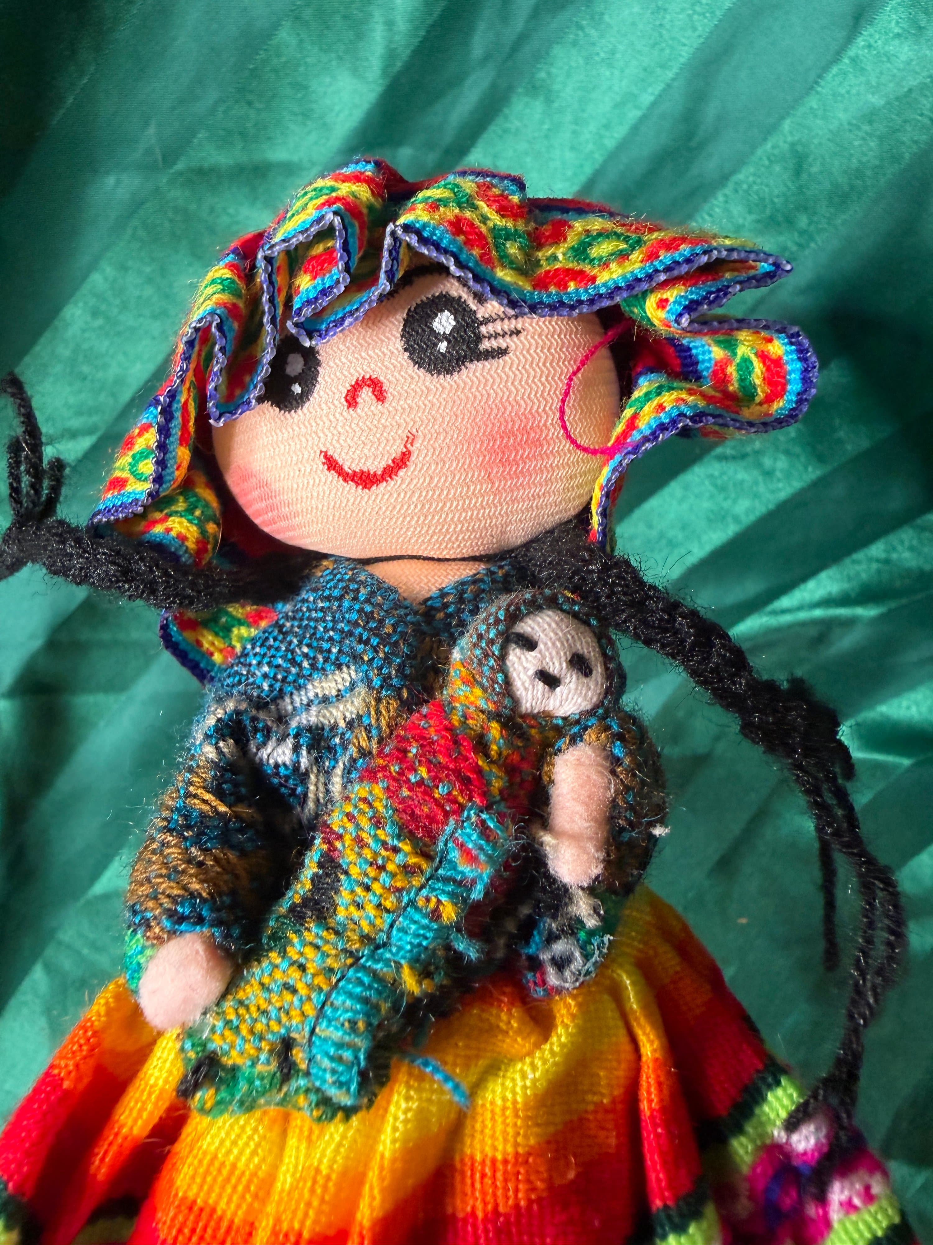 Handmade Puerto Rican Cloth Doll with Baby - Thumbnail 2
