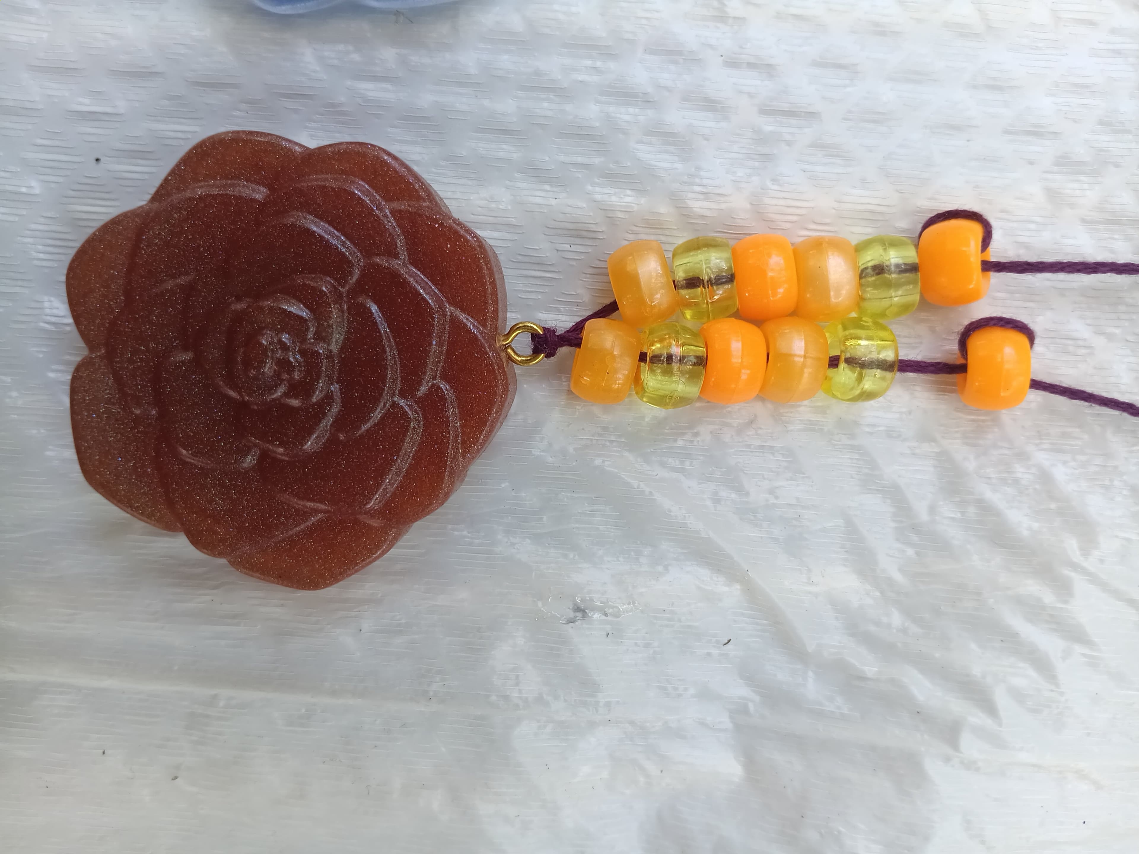 Homemade Resin Large Rose Necklace - Thumbnail 2