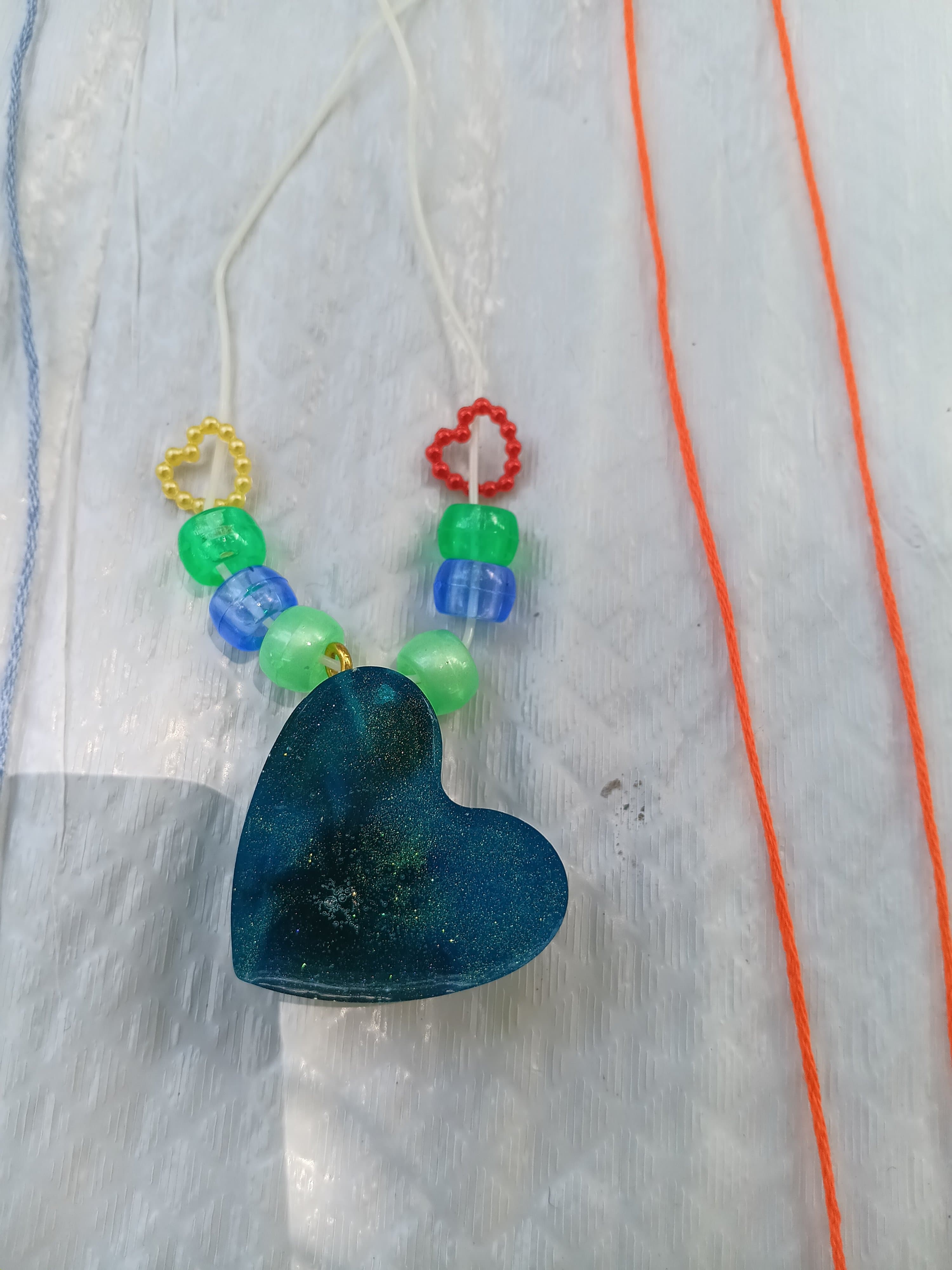 Handmade Epoxy Resin Heart Necklaces - Thumbnail 4