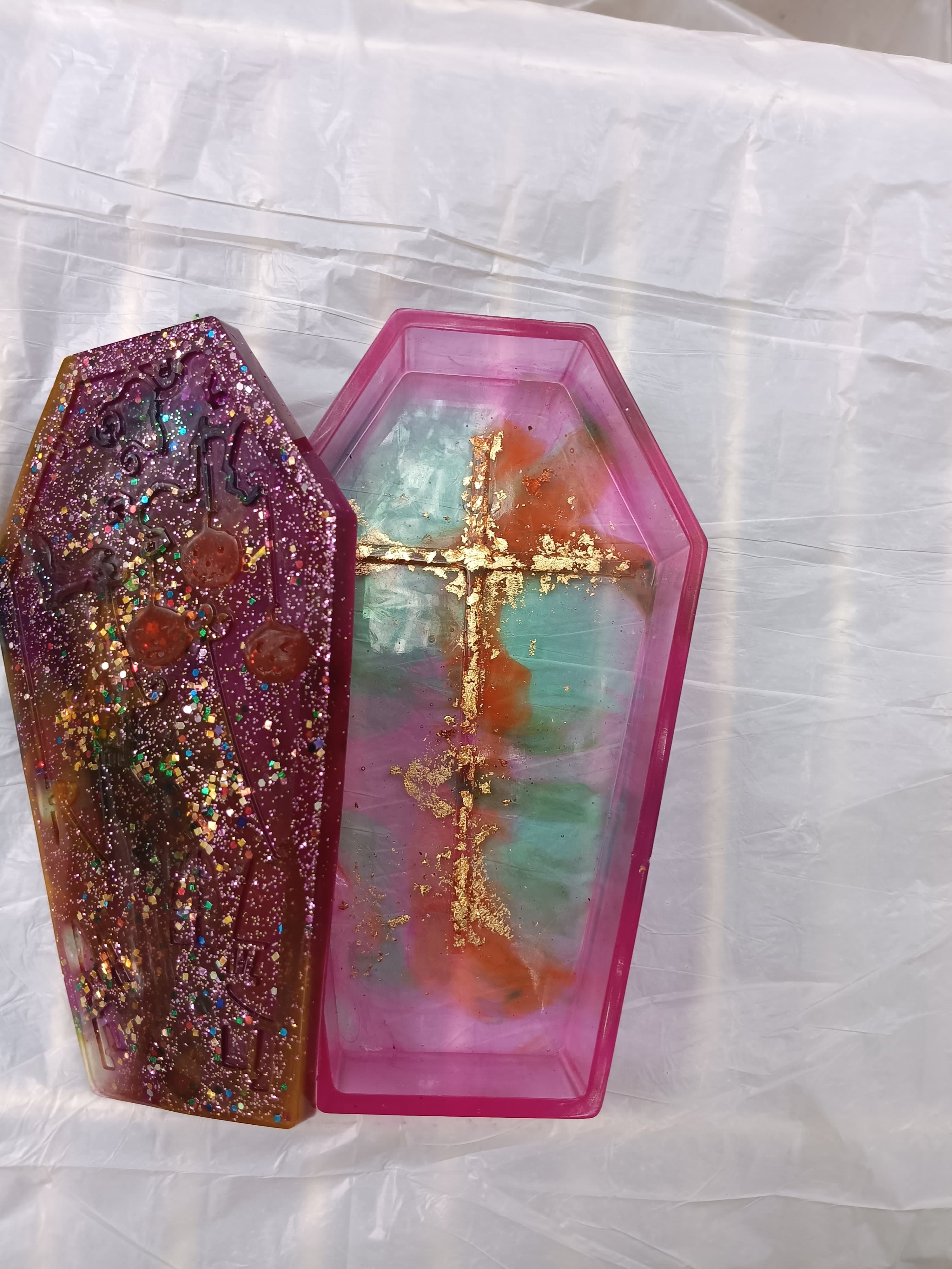 Handmade Resin Gothic Coffin Trinket Box with Lid - Thumbnail 8