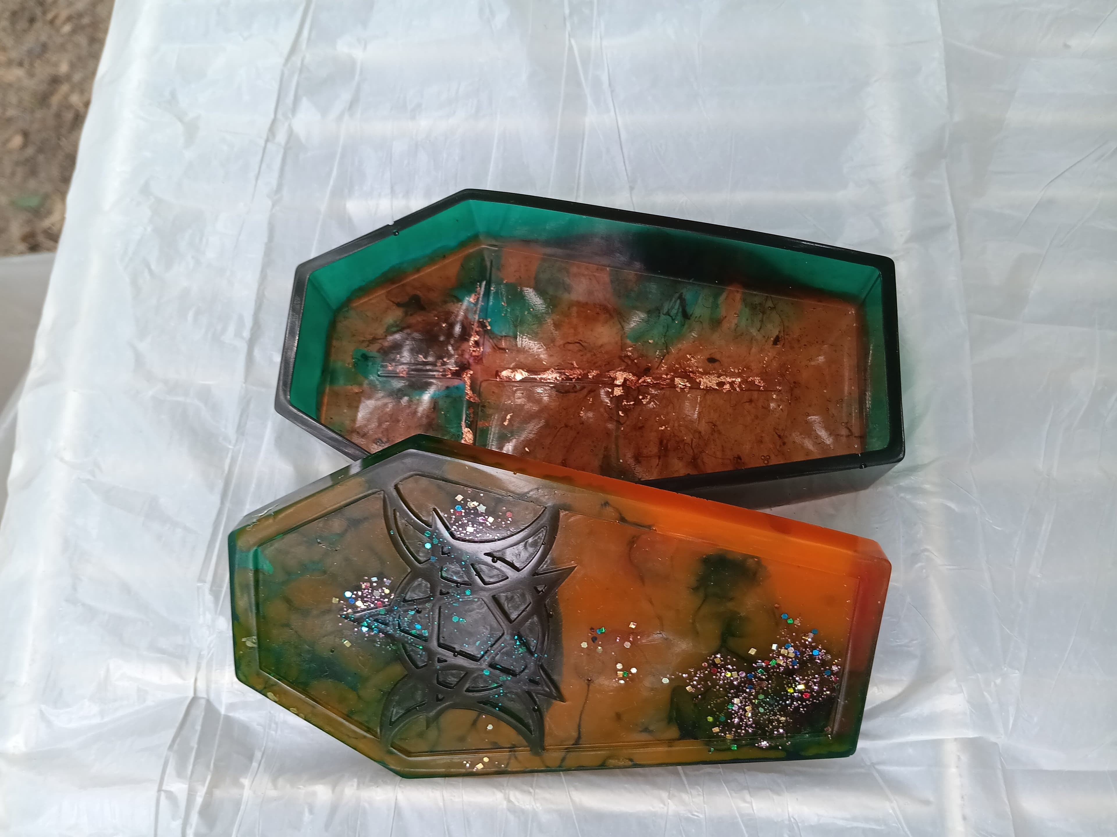 Handmade Resin Gothic Coffin Trinket Box with Lid - Thumbnail 7