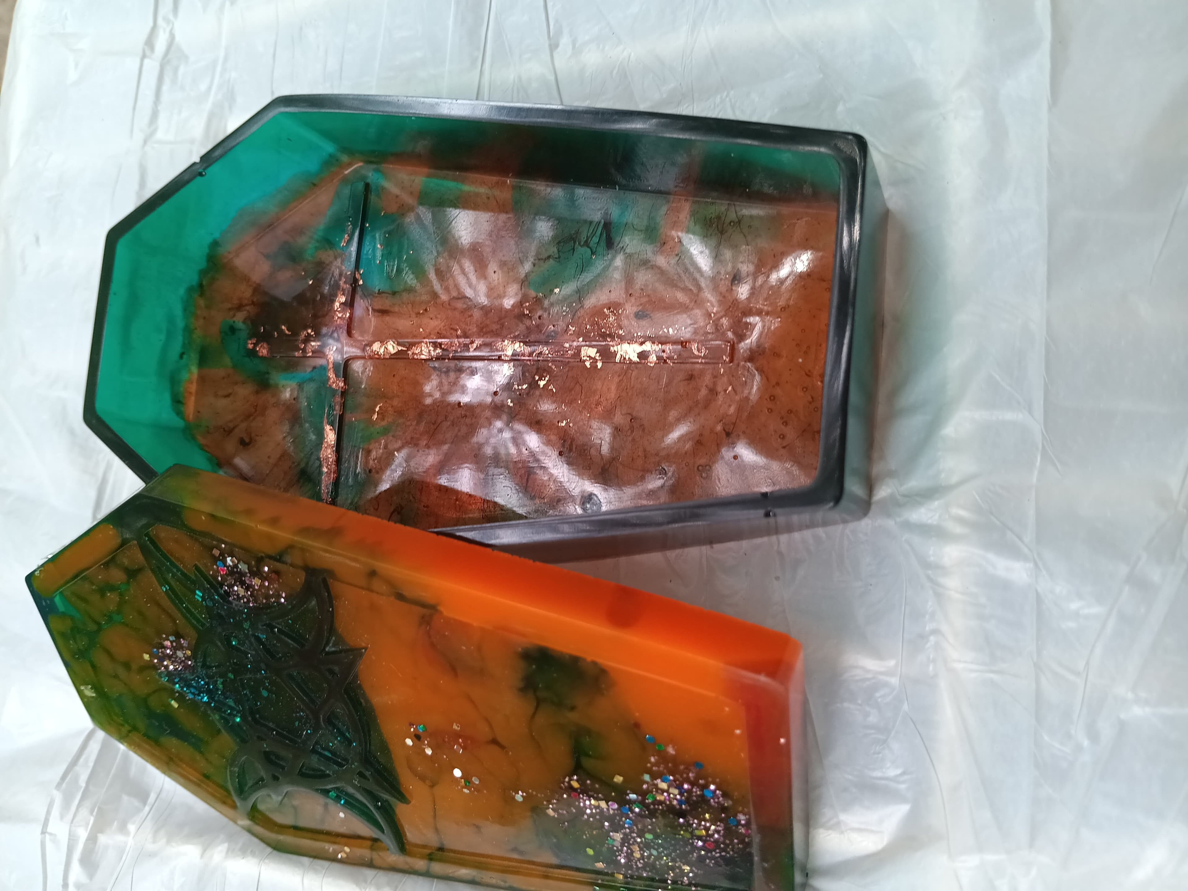 Handmade Resin Gothic Coffin Trinket Box with Lid - Thumbnail 6