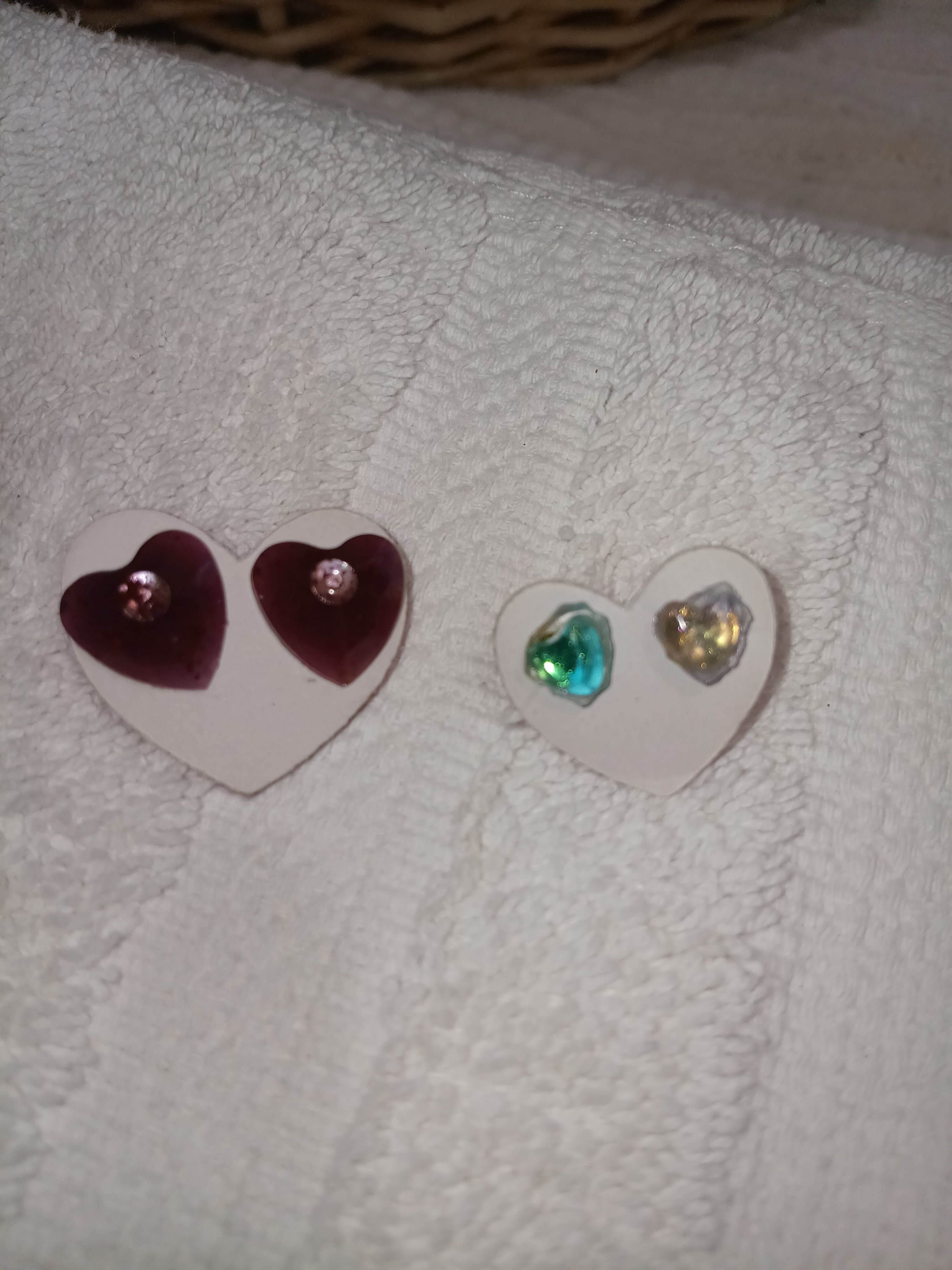 Handmade Resin Heart Earrings - Thumbnail 4