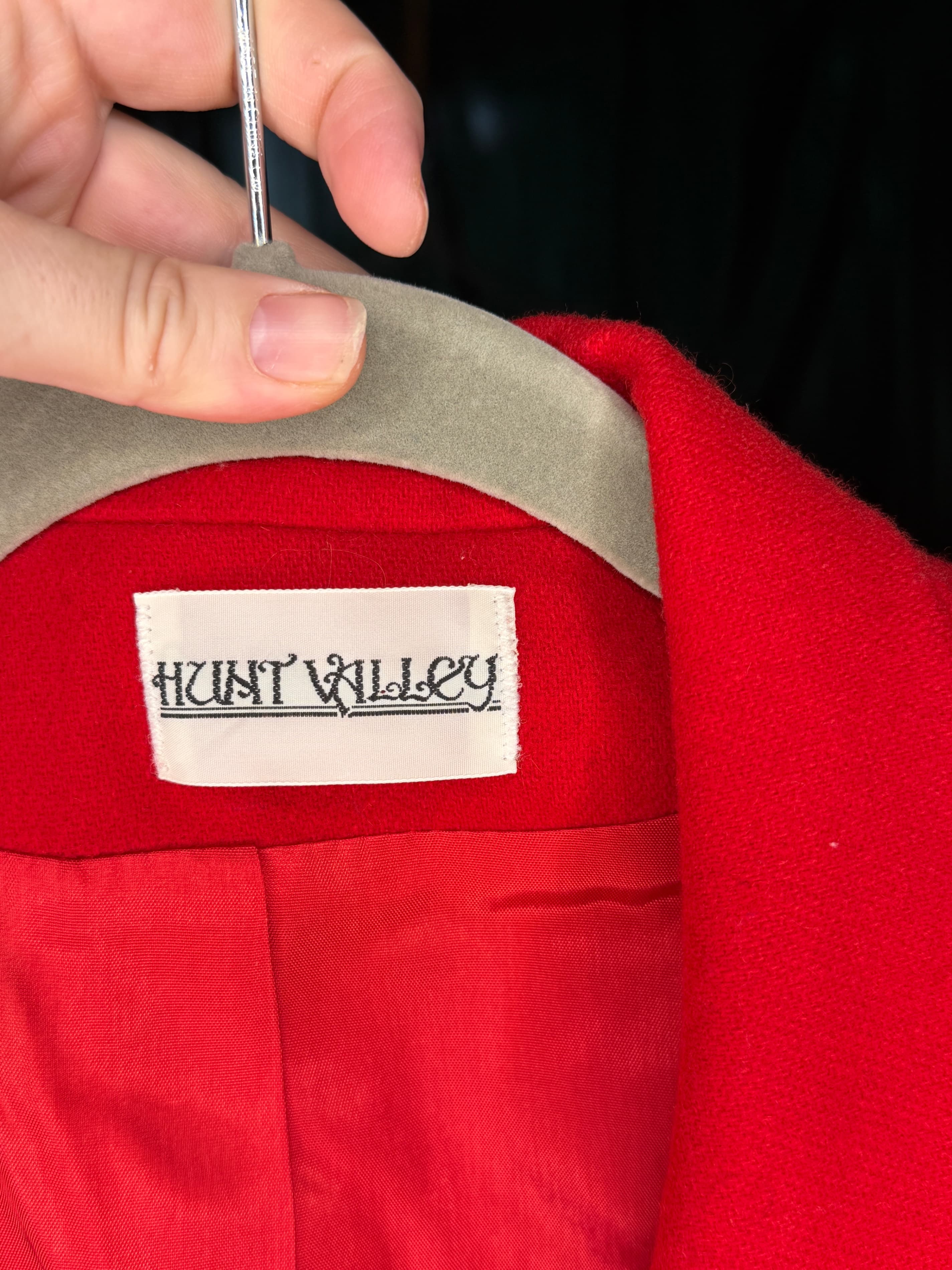 Hunt Valley Wool Brilliant Red Blazer and Skirt Set (Size 14) - Thumbnail 7