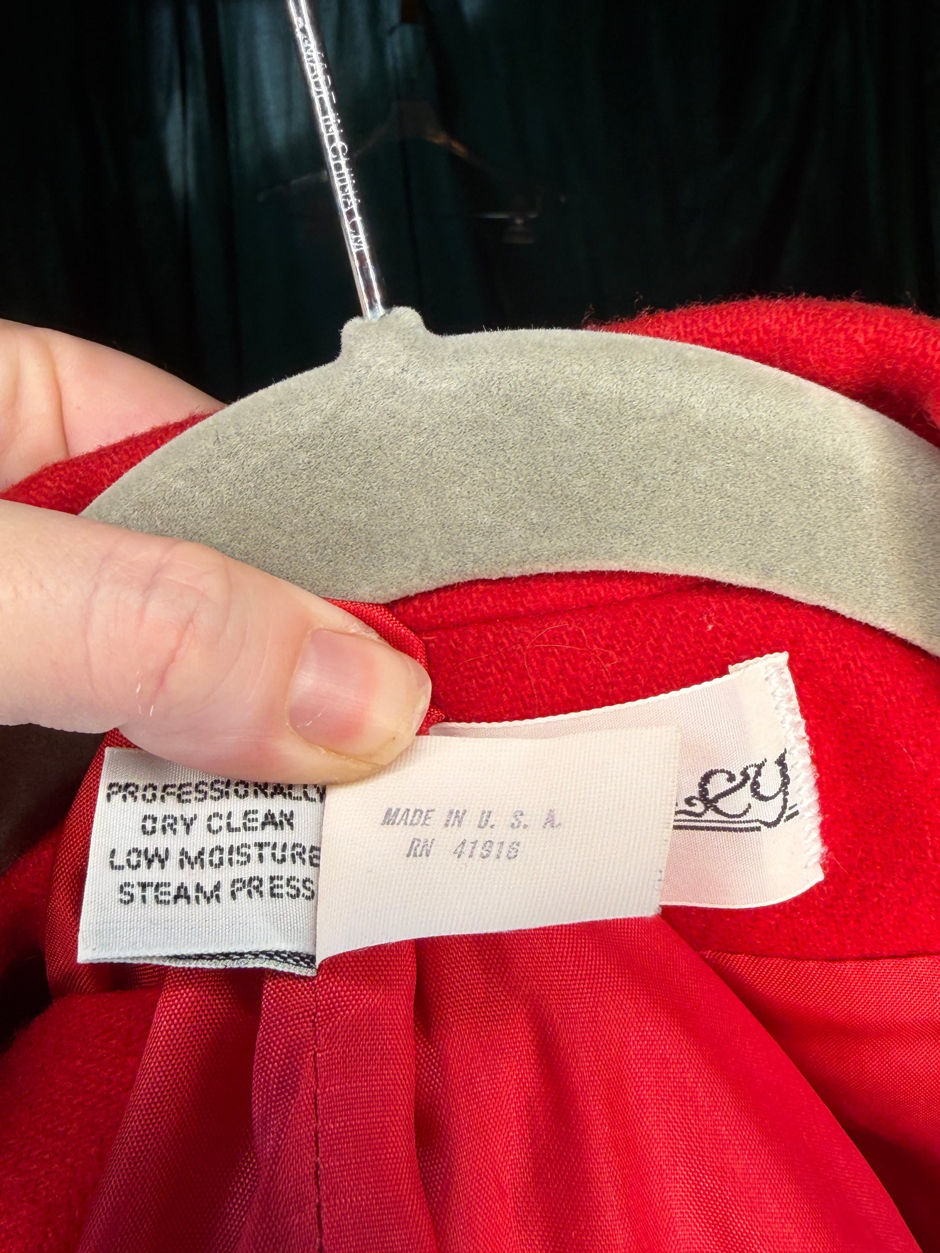 Hunt Valley Wool Brilliant Red Blazer and Skirt Set (Size 14) - Thumbnail 5