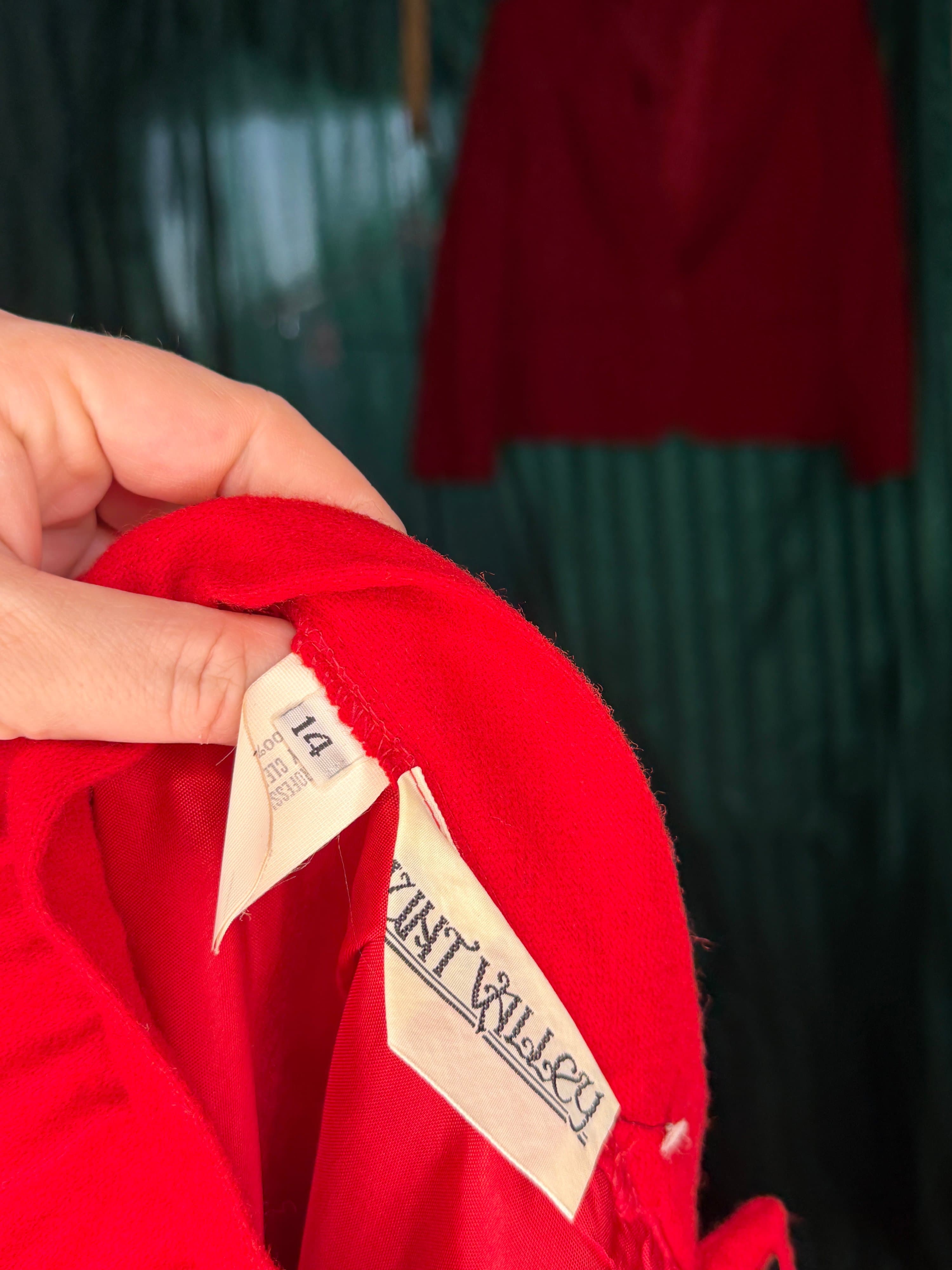 Hunt Valley Wool Brilliant Red Blazer and Skirt Set (Size 14) - Thumbnail 4