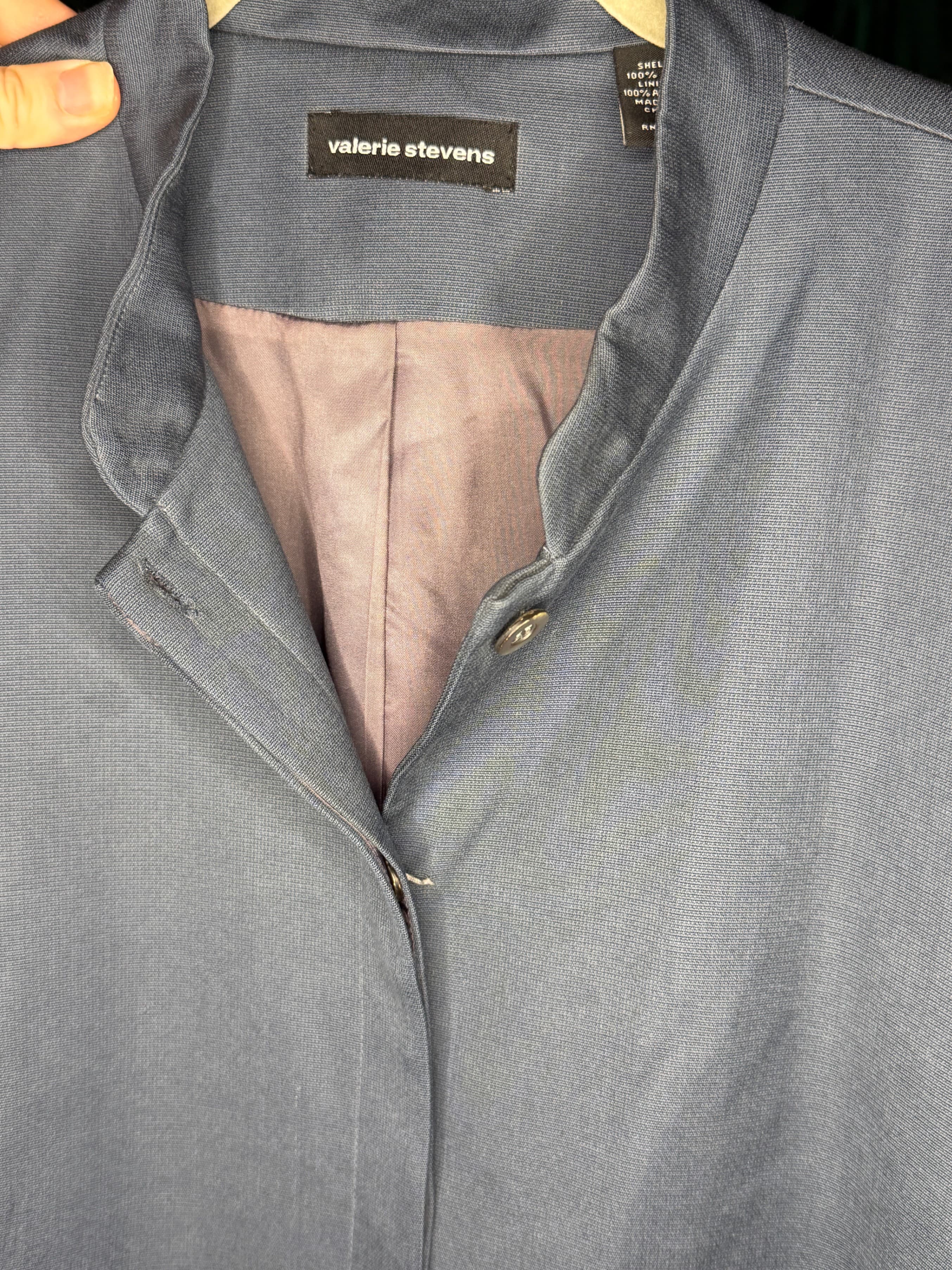 VINTAGE Valerie Stevens Silk Blazer Jacket Set, Gray, Size 14 / Skirt 12 - Thumbnail 3