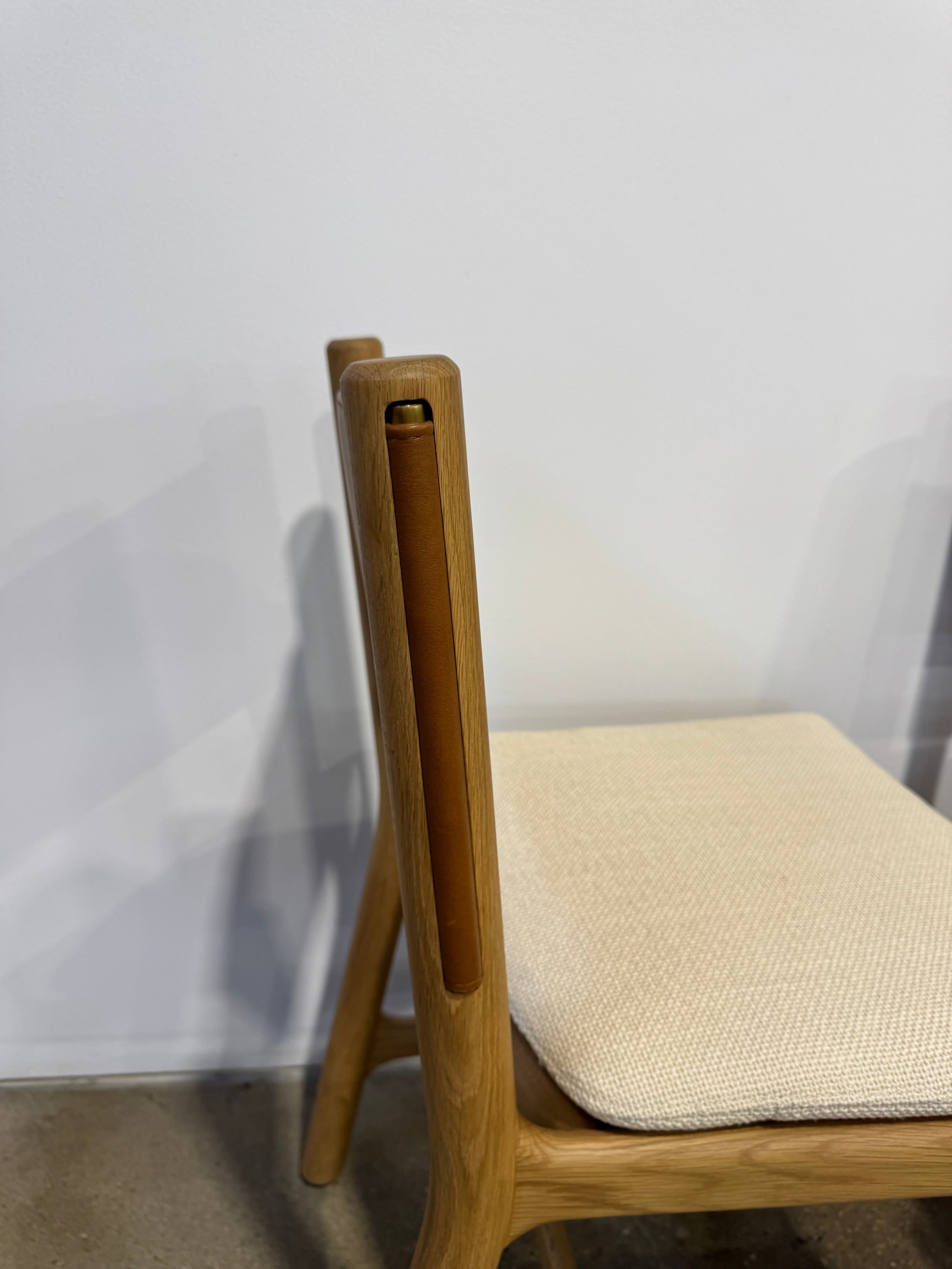 Set of 4 Oak and Leather Dining Chairs - Thumbnail 2