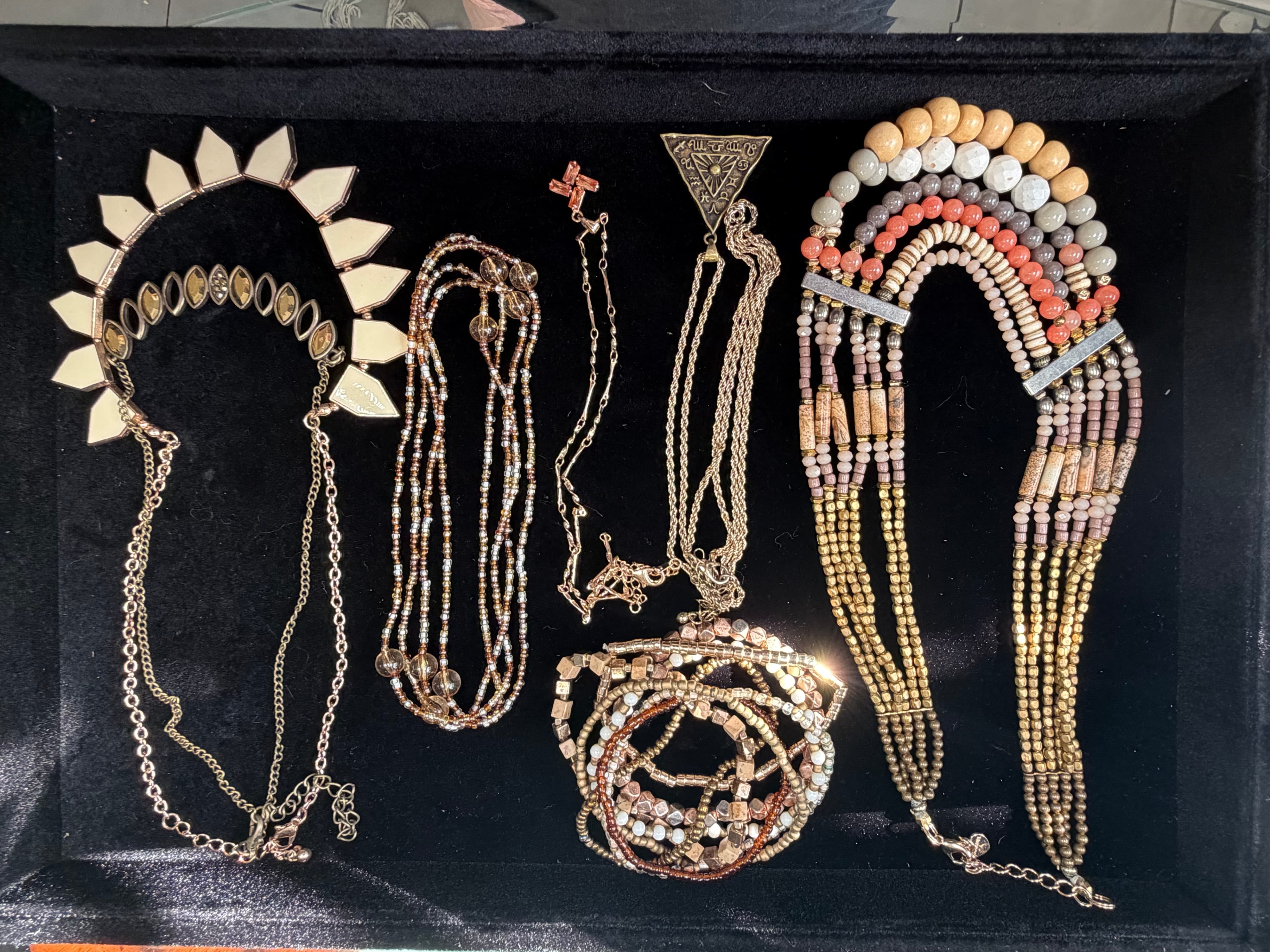 Vintage Boho Beaded Jewelry Statement Necklaces Thermoset Earrings Lot - Thumbnail 2