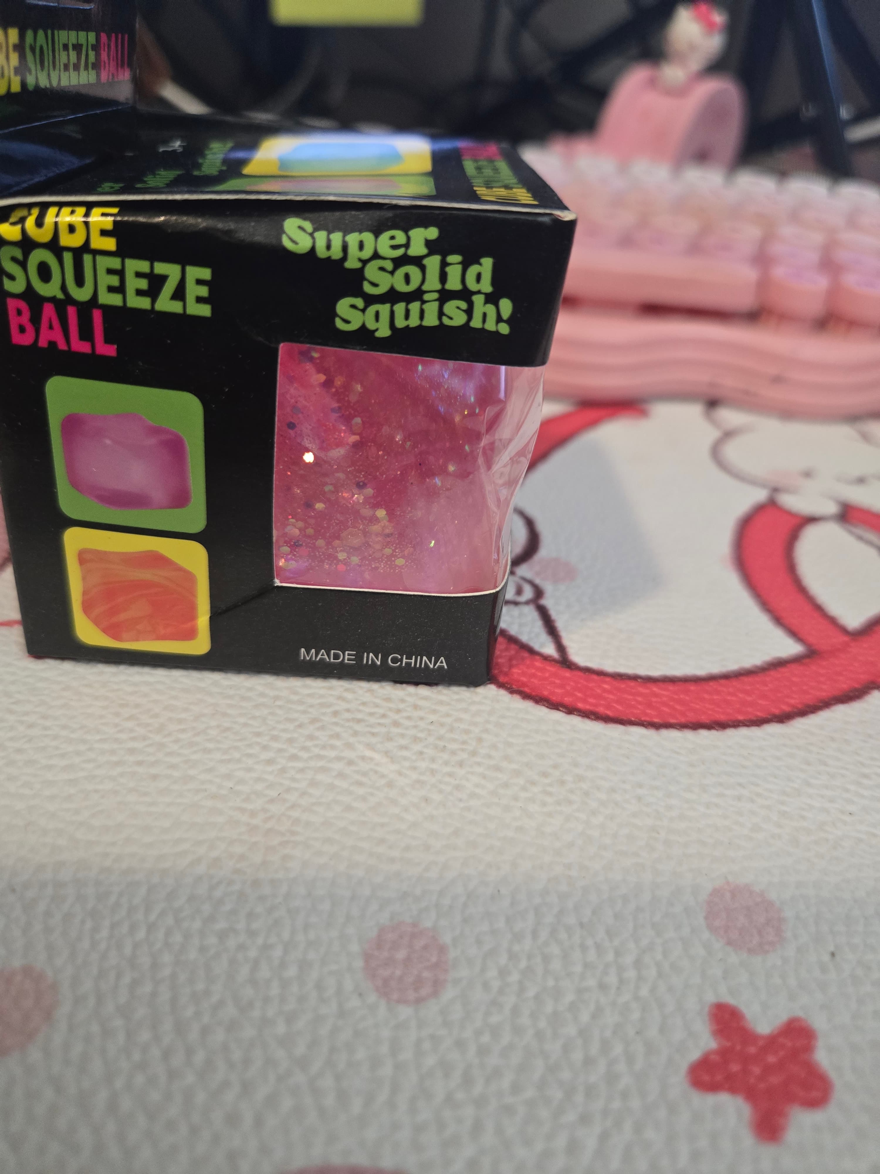 Super Solid Squish Cube Squeeze Ball - Various Colors