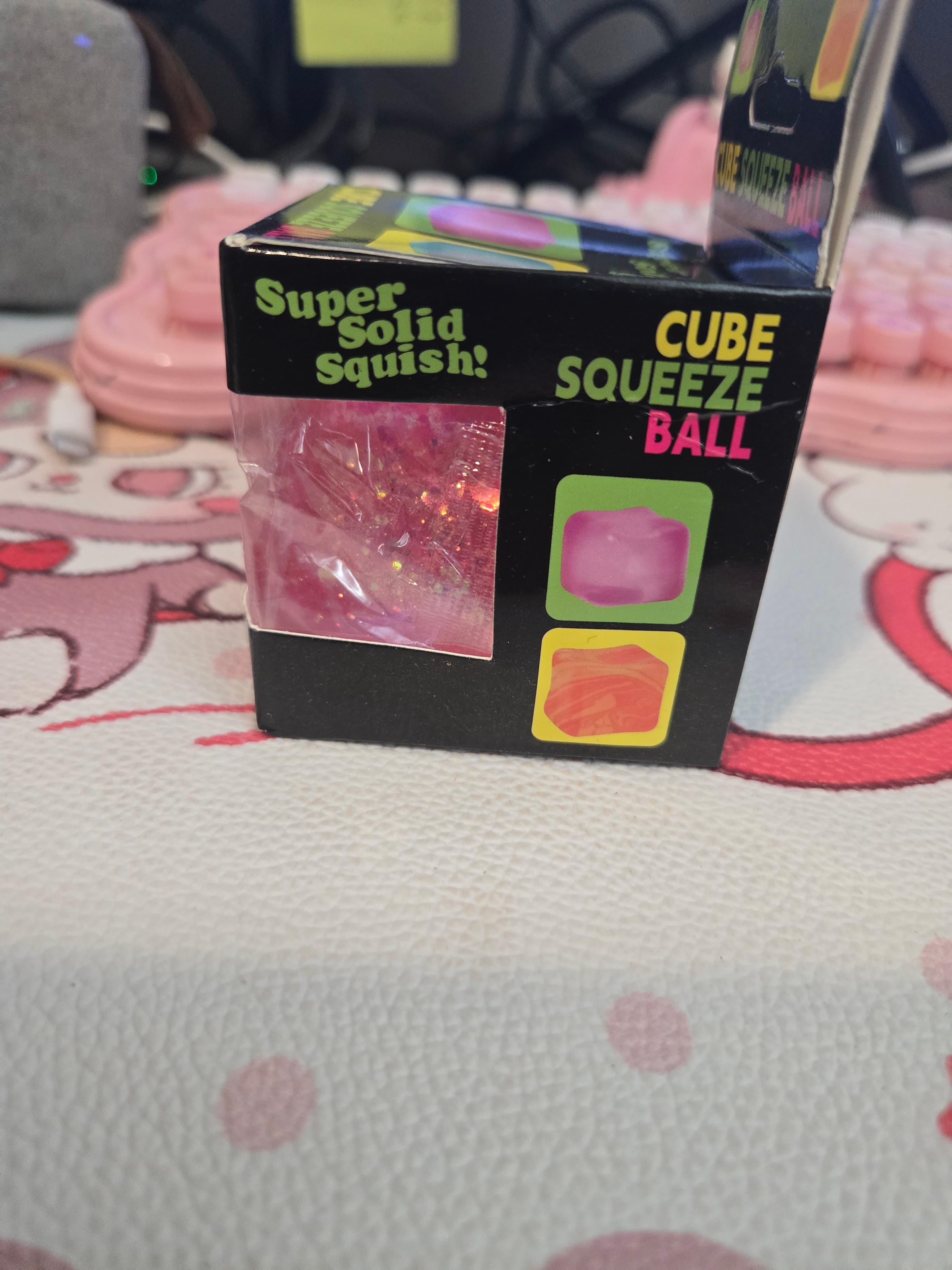 Super Solid Squish Cube Squeeze Ball - Various Colors - Thumbnail 2