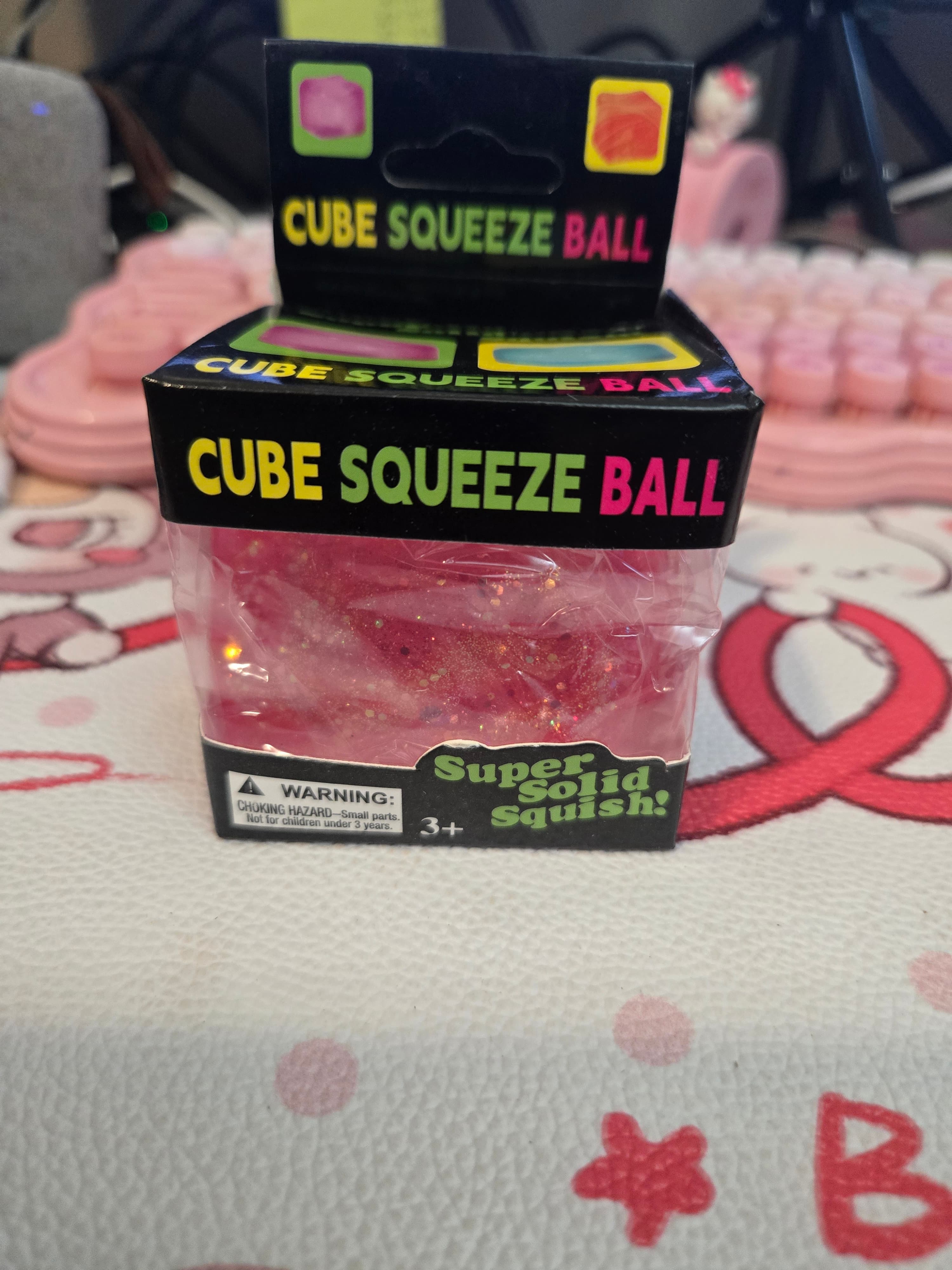 Super Solid Squish Cube Squeeze Ball - Various Colors - Thumbnail 3