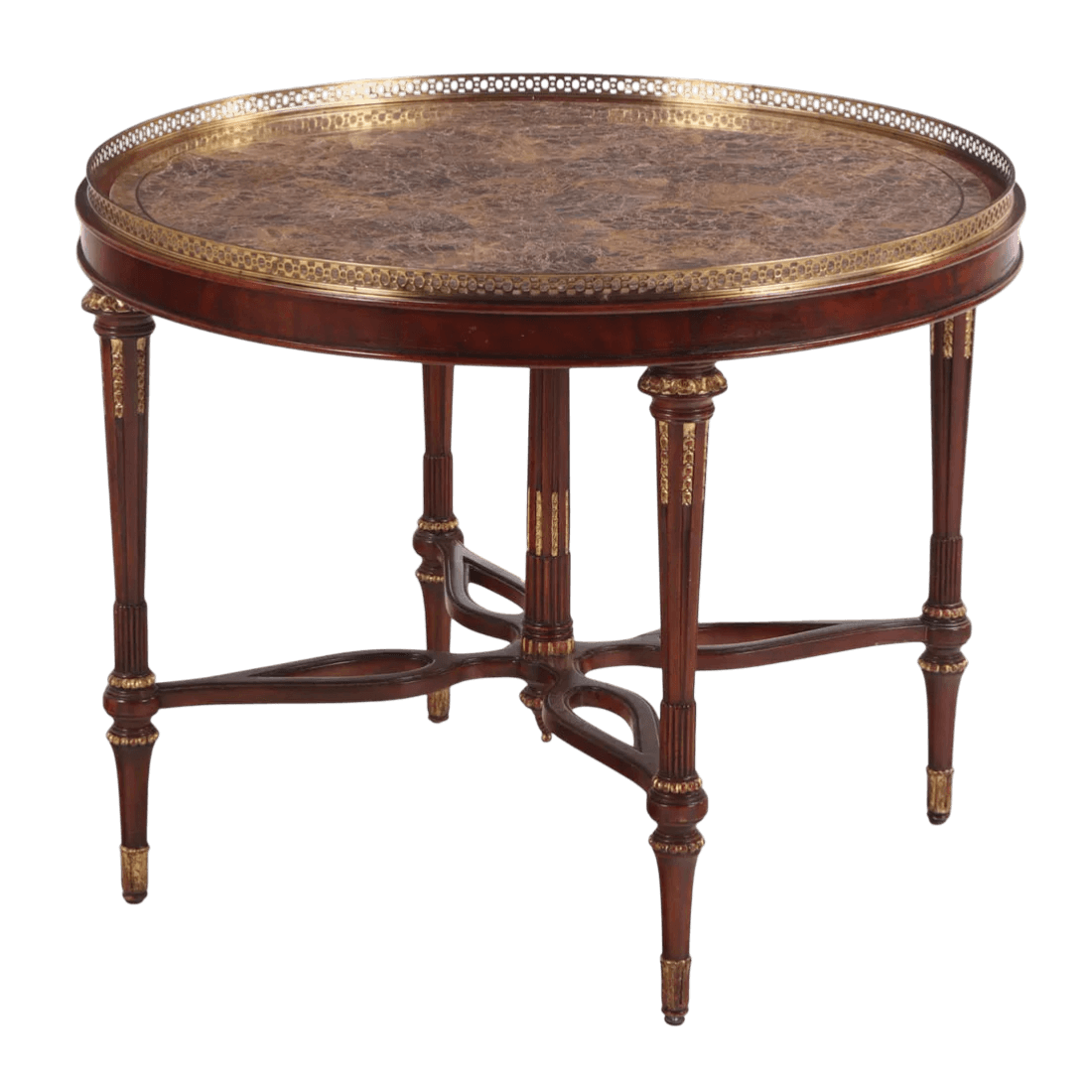 Maitland Smith Louis XVI Style Round 40" Mahogany Diameter Center Table - Vintage Late 20th Century - Thumbnail 4