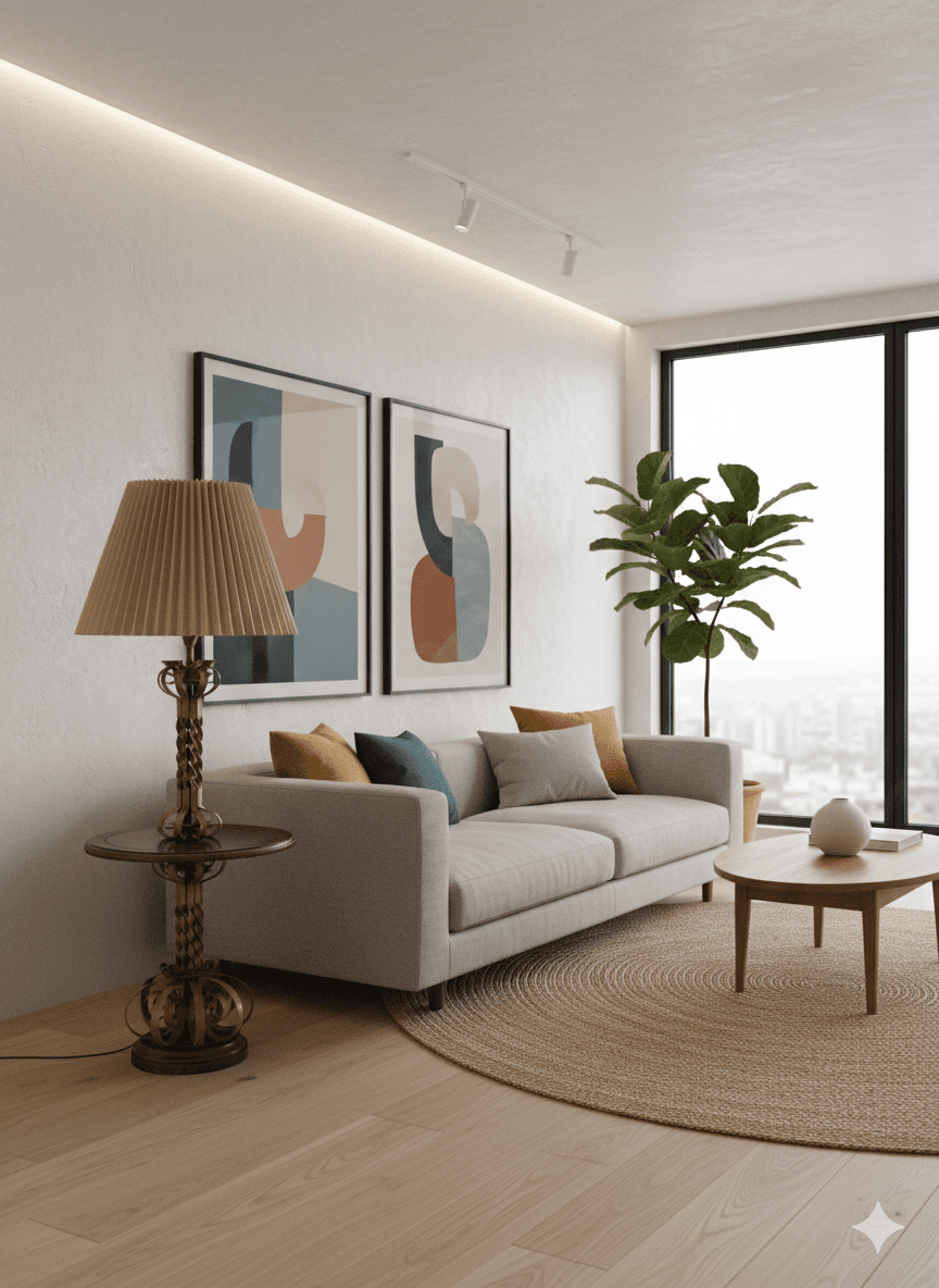 Vintage Hollywood Regency Floor Lamp Table – Gold Barley Twist, Integrated Side Table - Thumbnail 9