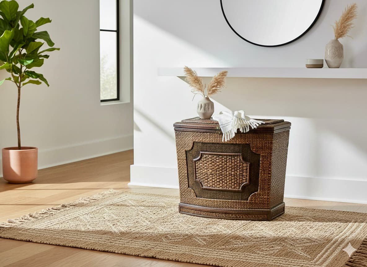 19th C. Anglo-Indian Serpentine Side Table - Ebonized & Cane - Thumbnail 11