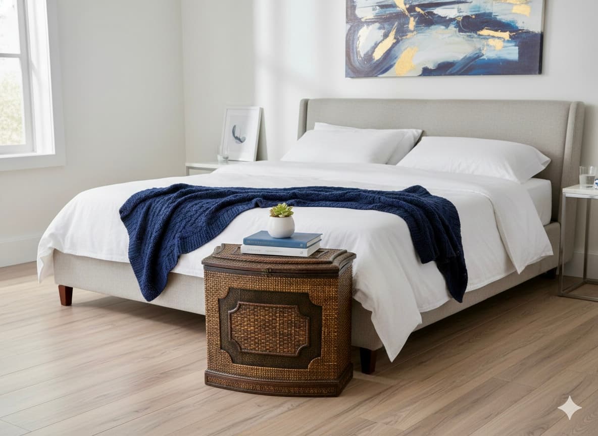 19th C. Anglo-Indian Serpentine Side Table - Ebonized & Cane - Thumbnail 10