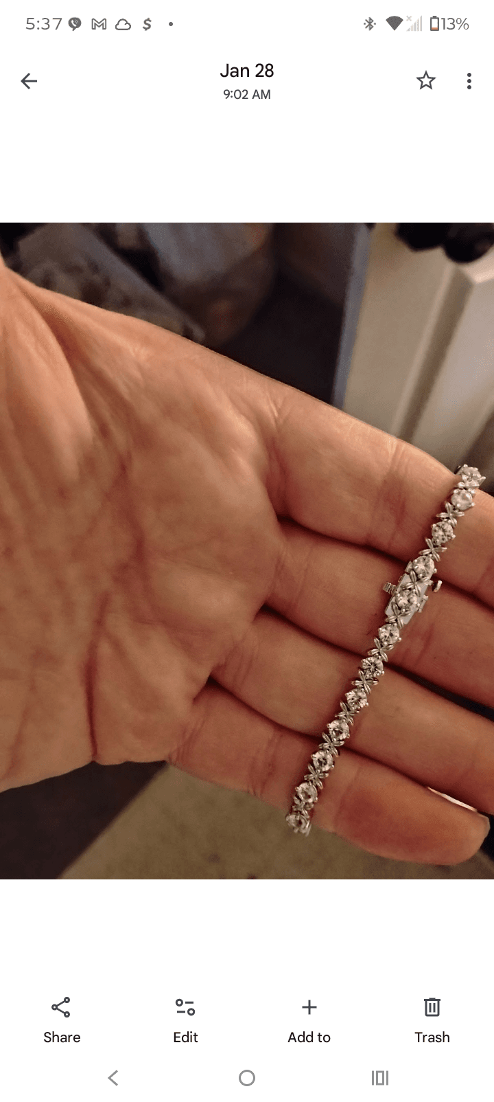 Authentic White Gold Diamond Tennis Bracelet 6.5ct - Thumbnail 2