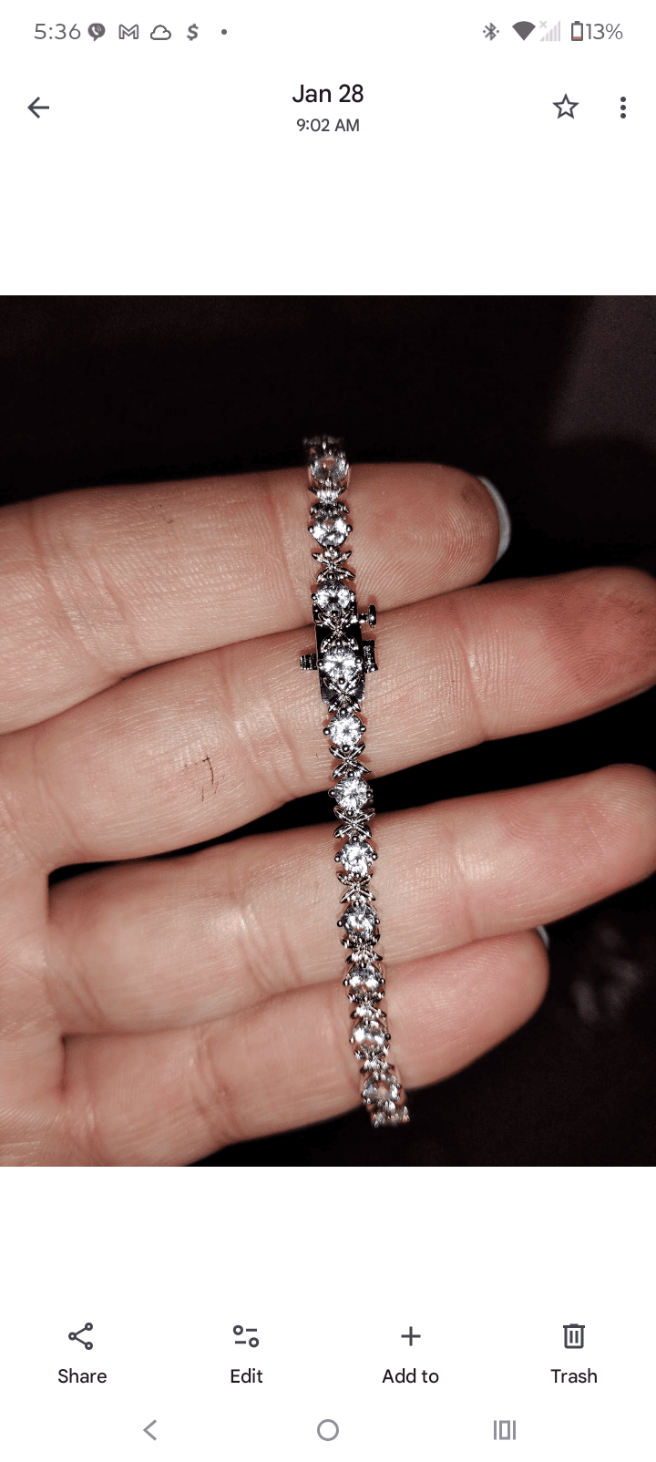 Authentic White Gold Diamond Tennis Bracelet 6.5ct - Thumbnail 7