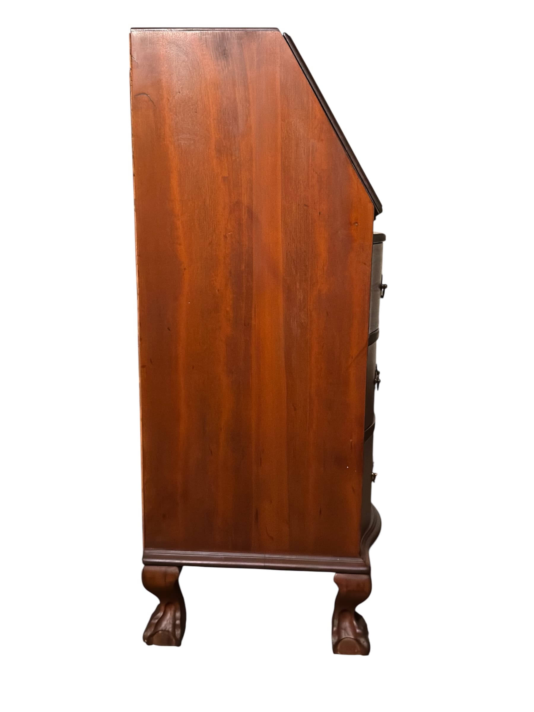 Vintage Mahogany Chippendale Style Secretary Desk – Ball & Claw Feet – Colonial Revival Drop Front Writing Desk - Thumbnail 6