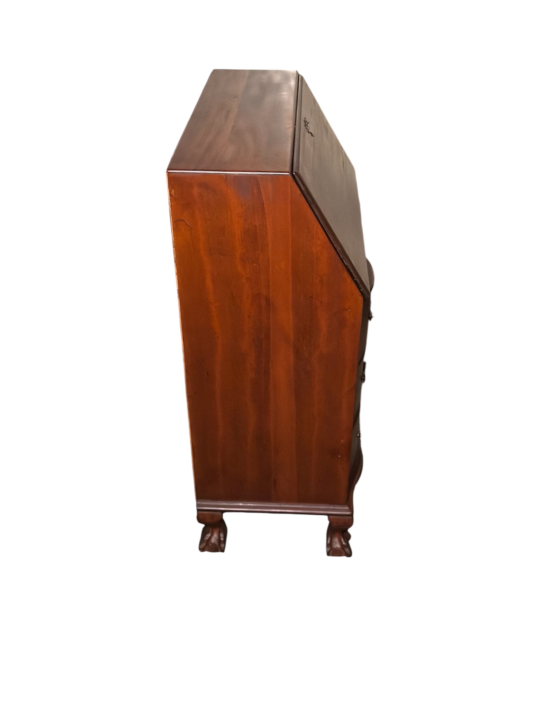 Vintage Mahogany Chippendale Style Secretary Desk – Ball & Claw Feet – Colonial Revival Drop Front Writing Desk - Thumbnail 7