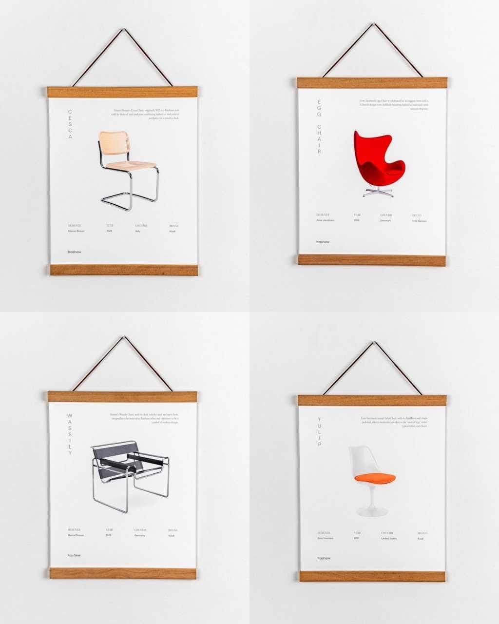 Arne Jacobsen Magnetic Teak Wiggle Poster Frame - Thumbnail 7