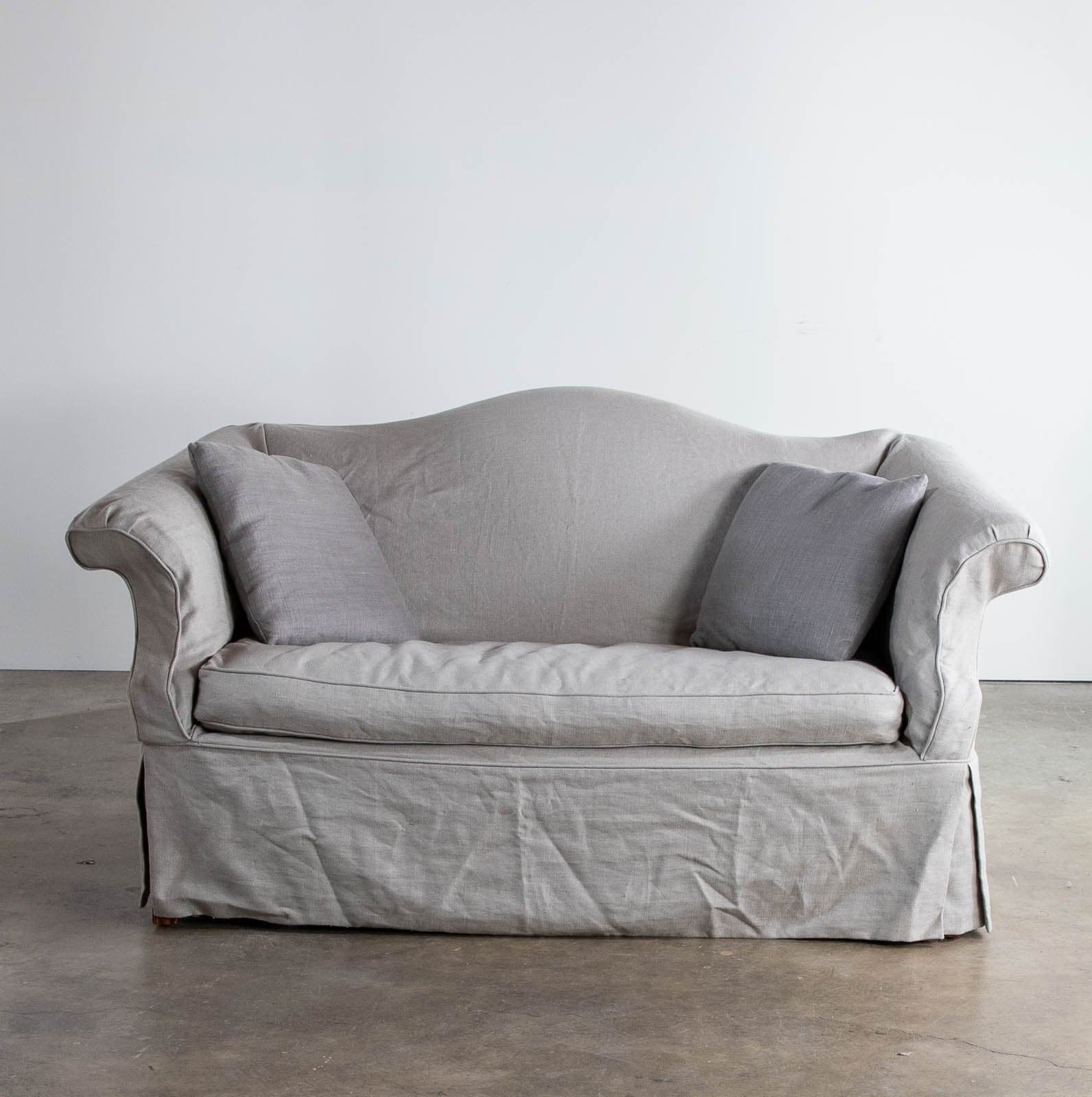 Victorian Loveseat with Serena & Lily Slipcover - Image 1