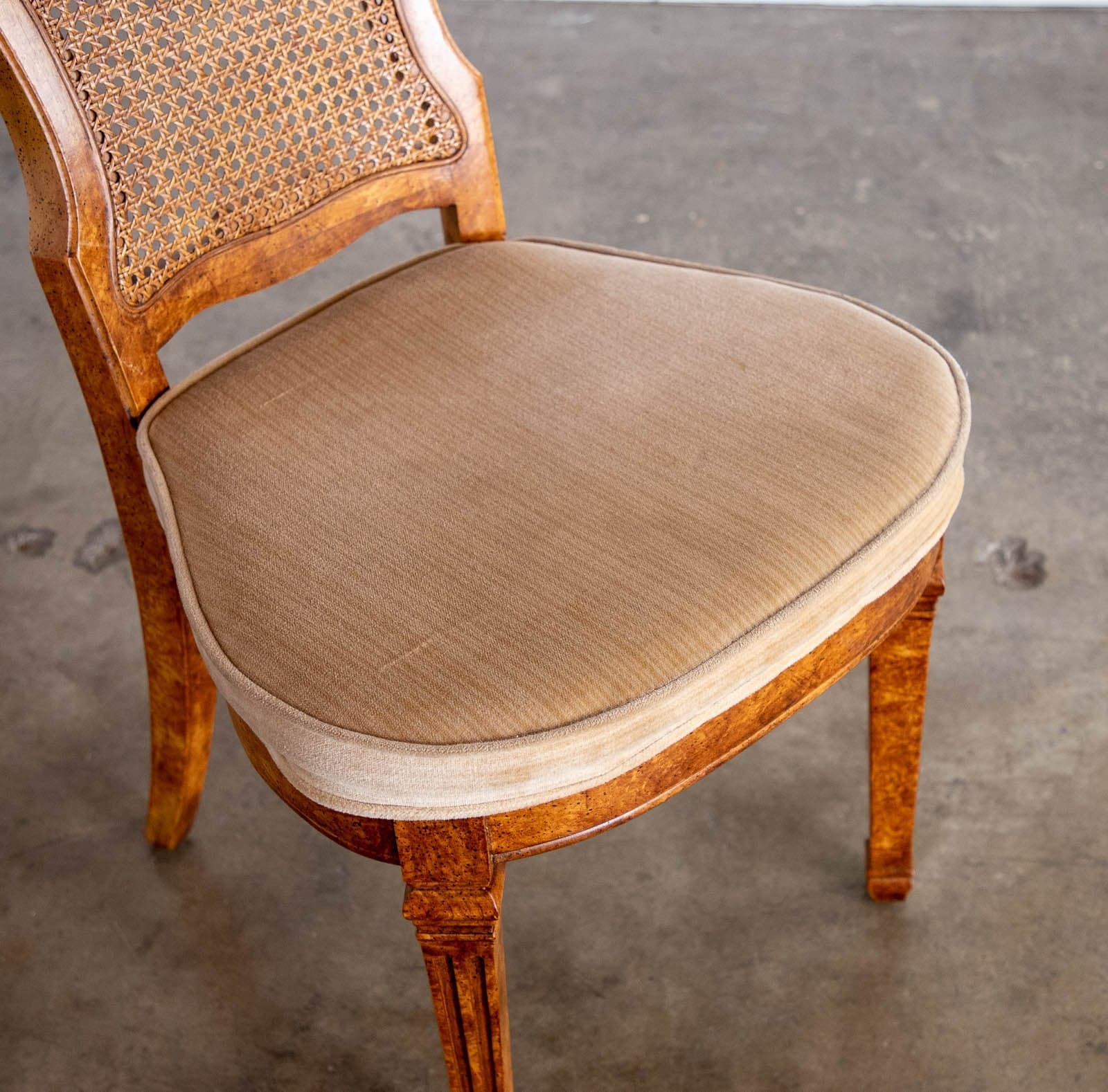 Solid Walnut Vintage Cane Chairs with Upholstered Seats (Set of 4) - Thumbnail 8