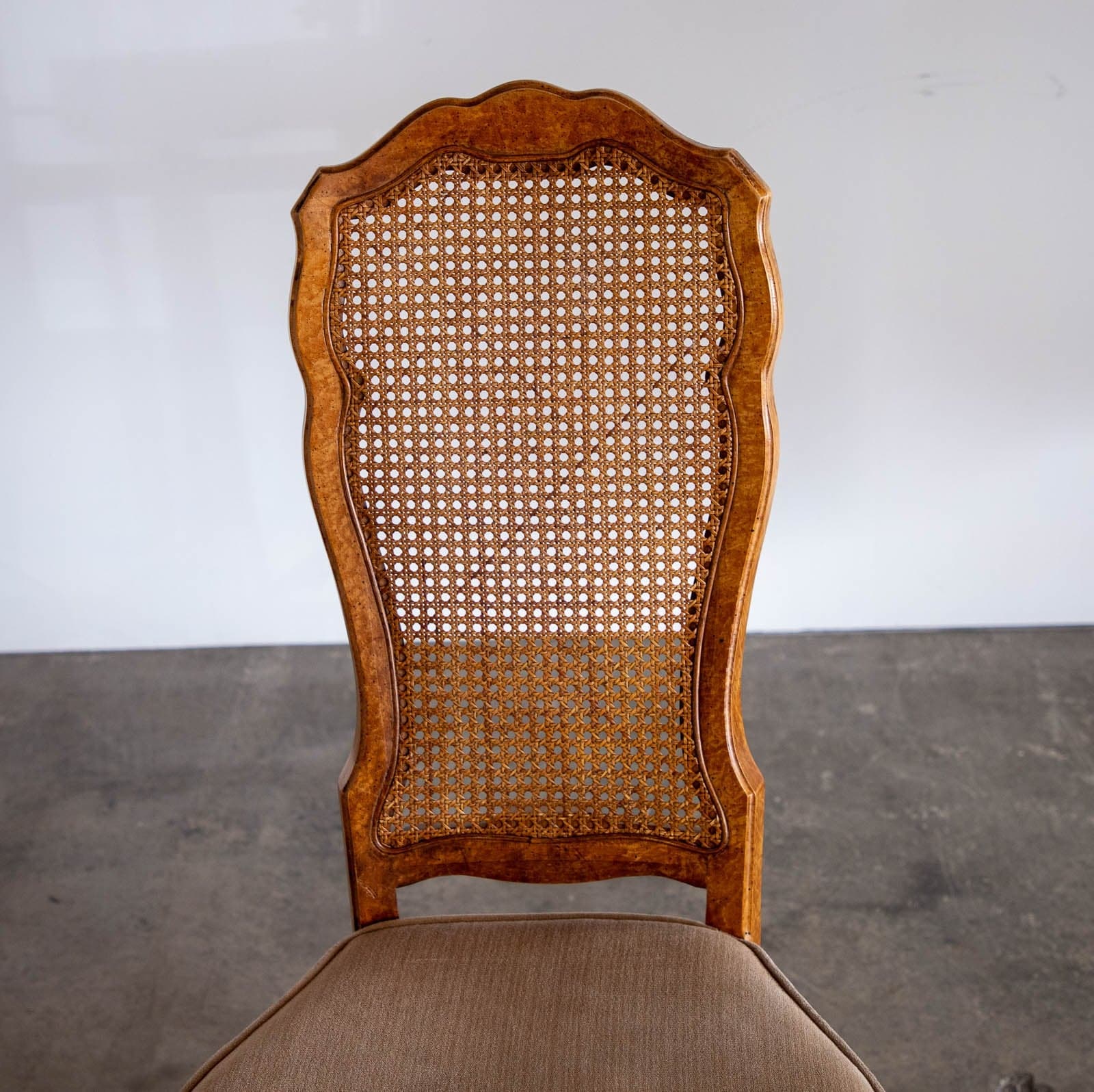 Solid Walnut Vintage Cane Chairs with Upholstered Seats (Set of 4) - Thumbnail 9