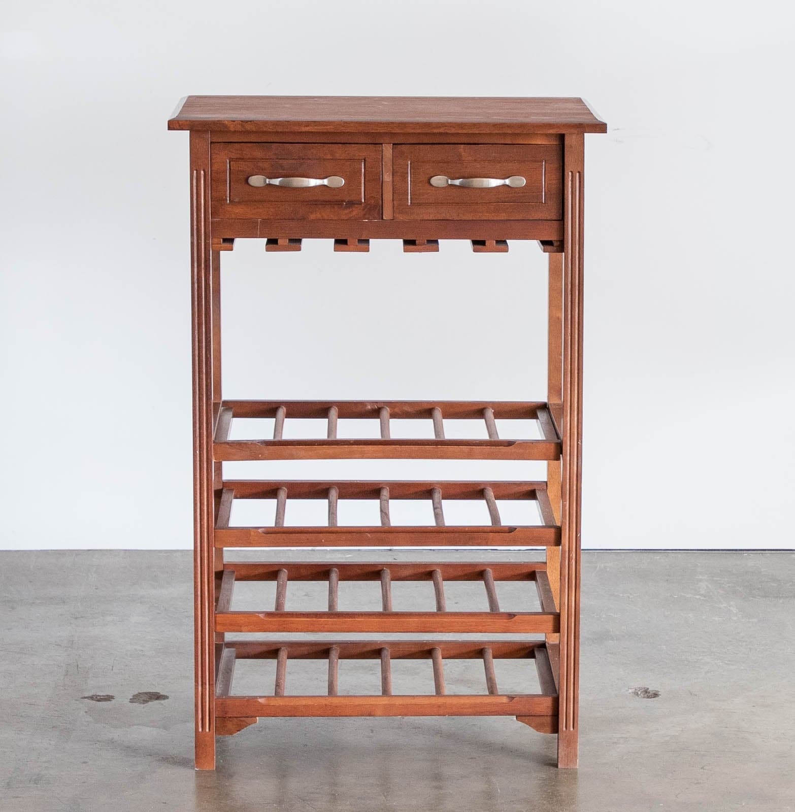 Wood Wine Rack with 2 Drawers