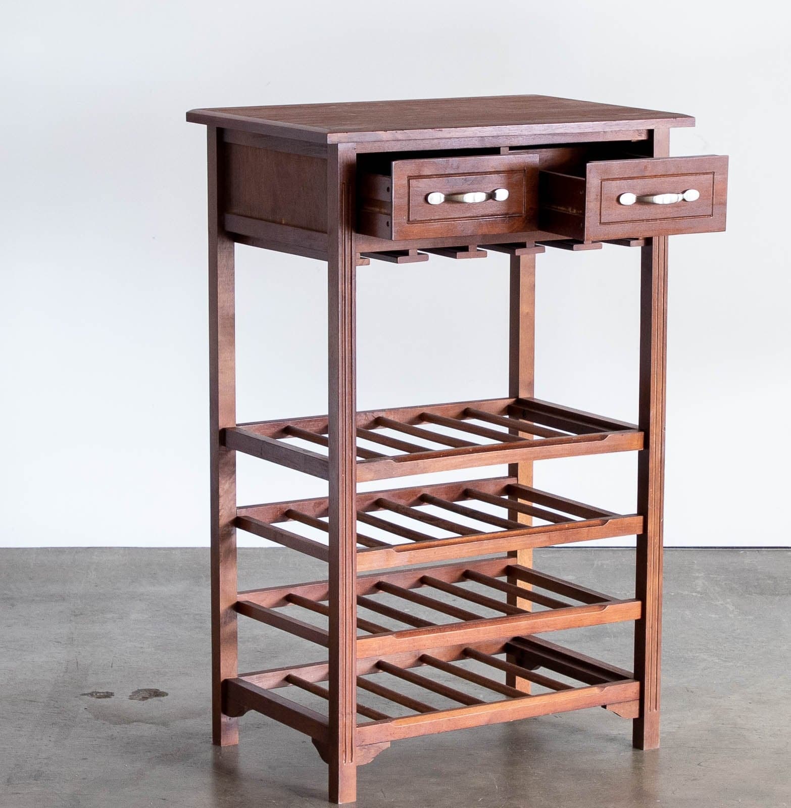 Wood Wine Rack with 2 Drawers - Thumbnail 3