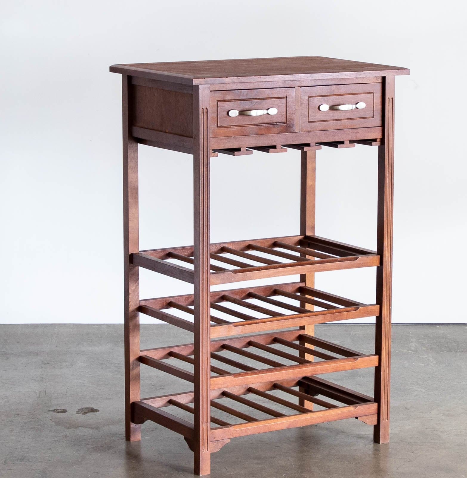 Wood Wine Rack with 2 Drawers - Thumbnail 2